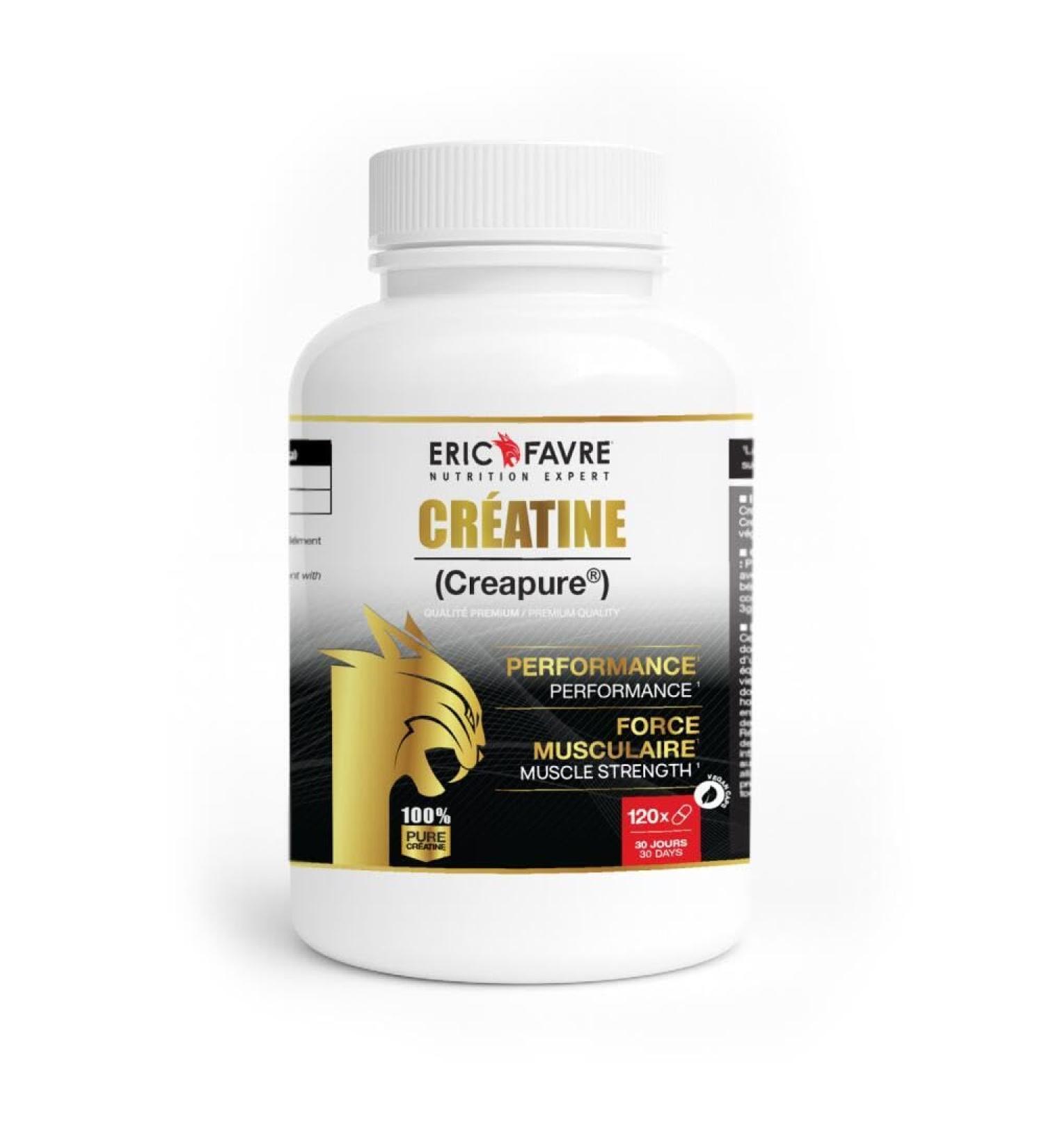 CR ATINE MONOHYDRATE CREAPURE - 120 G lules V g tales - 100% Pure & Hautement Assimilable - Puissance Explosivit & Performances Sportives - Cr atine Brevet e Premium - Cure 30 Jours - Eric Favre - Buy Online on GoSupps.com