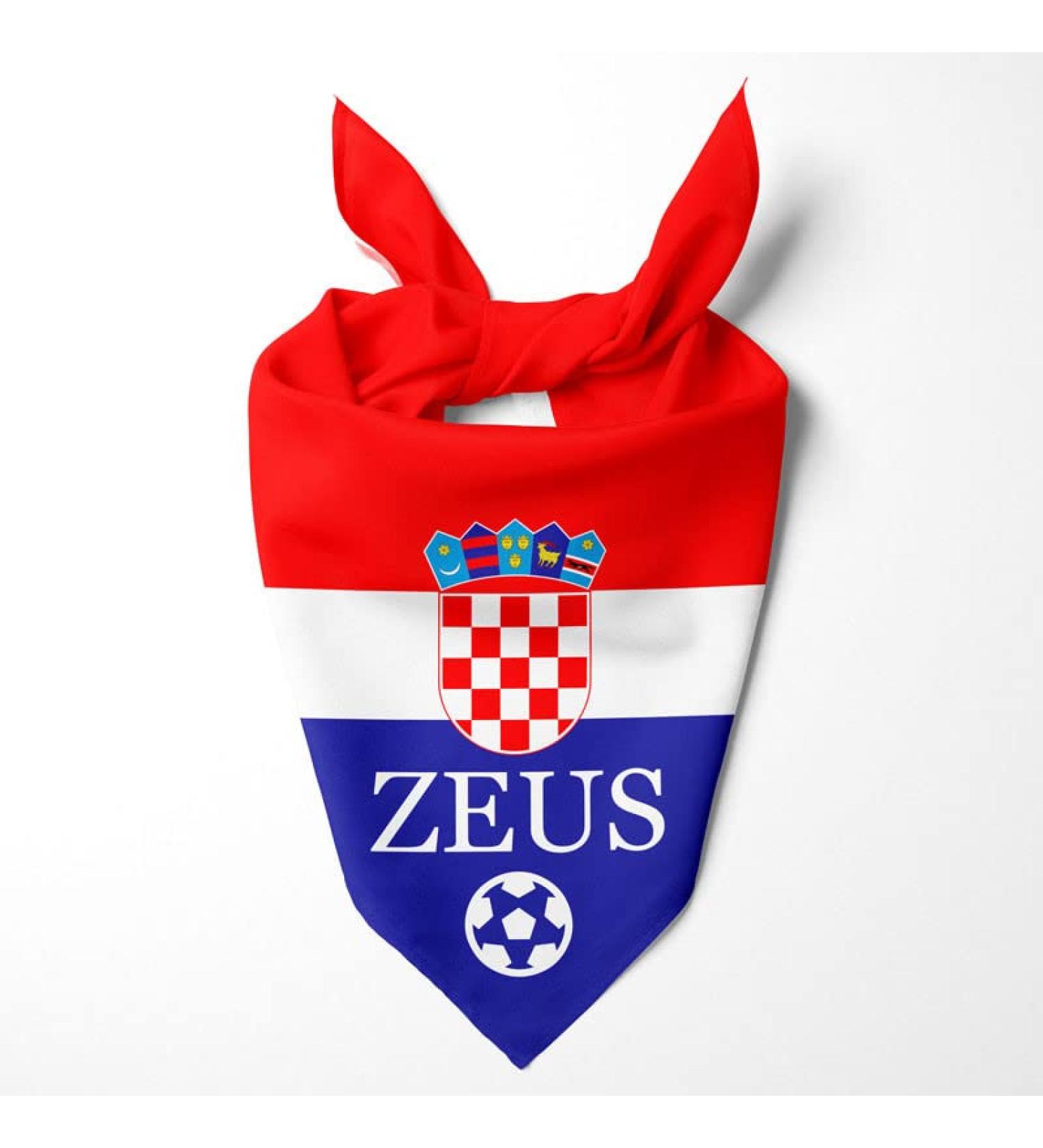 Dog hollow motif: football games sports Olympic games public holidays personalized triangular cloth for pets is attached to the collar (flag: Croatia)