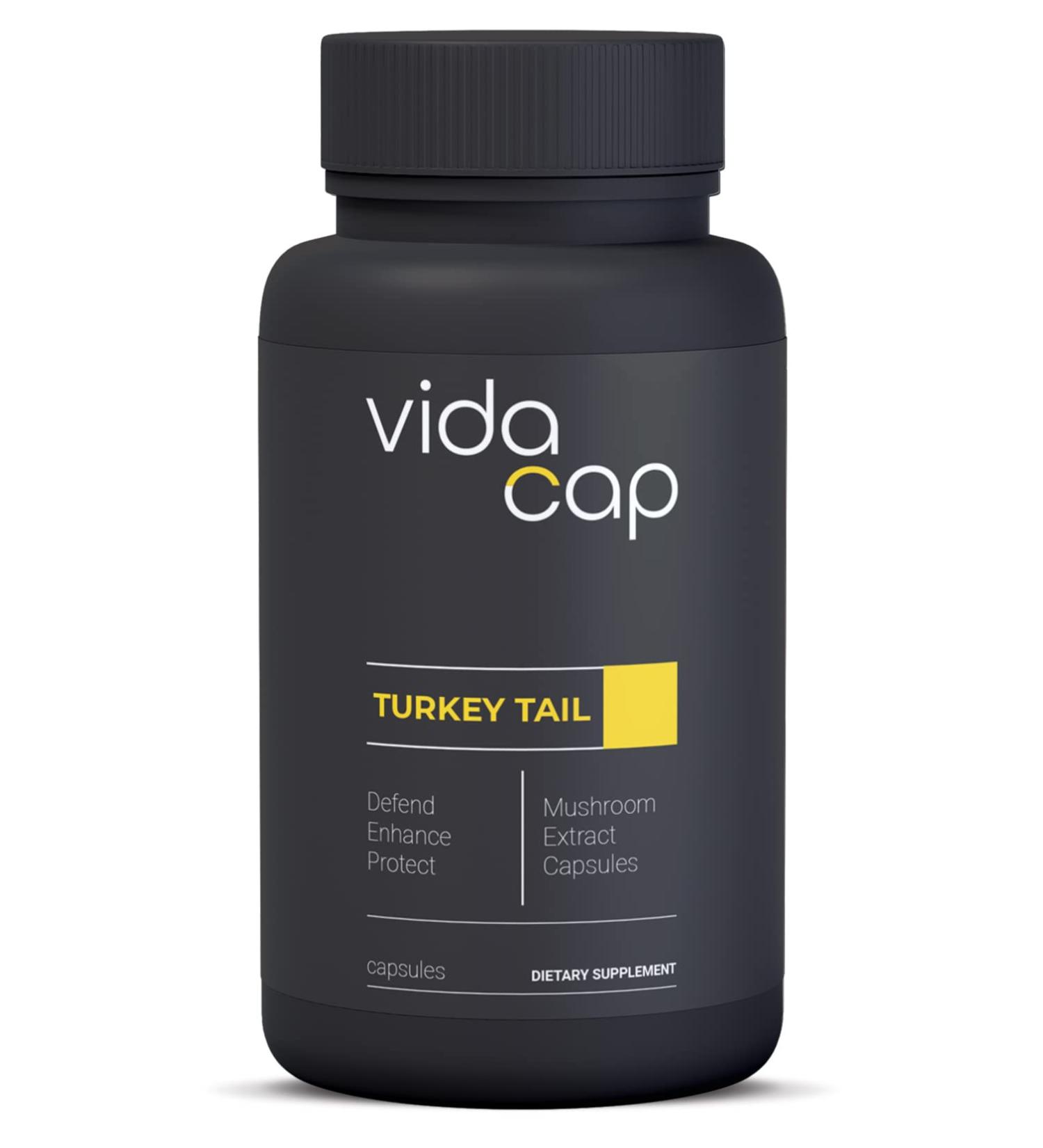 VidaCap Organic Turkey Tail Capsules 750mg Hand-Crafted Turkey Tail Mushroom Extract | Supports Immune Health Digestion Gut Health & More | Proudly USA-Made - Buy Online on GoSupps.com