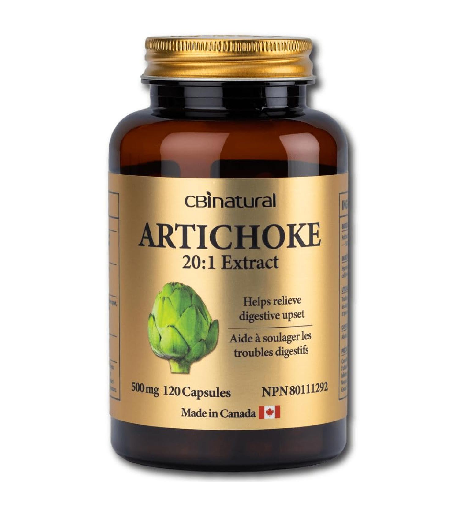 CBI Natural Artichoke 20:1 Extract 500mg Supports Liver & Digestive Health 120 Vegan Capsules (4-Month Supply) Non-GMO Gluten Free - Buy Online on GoSupps.com