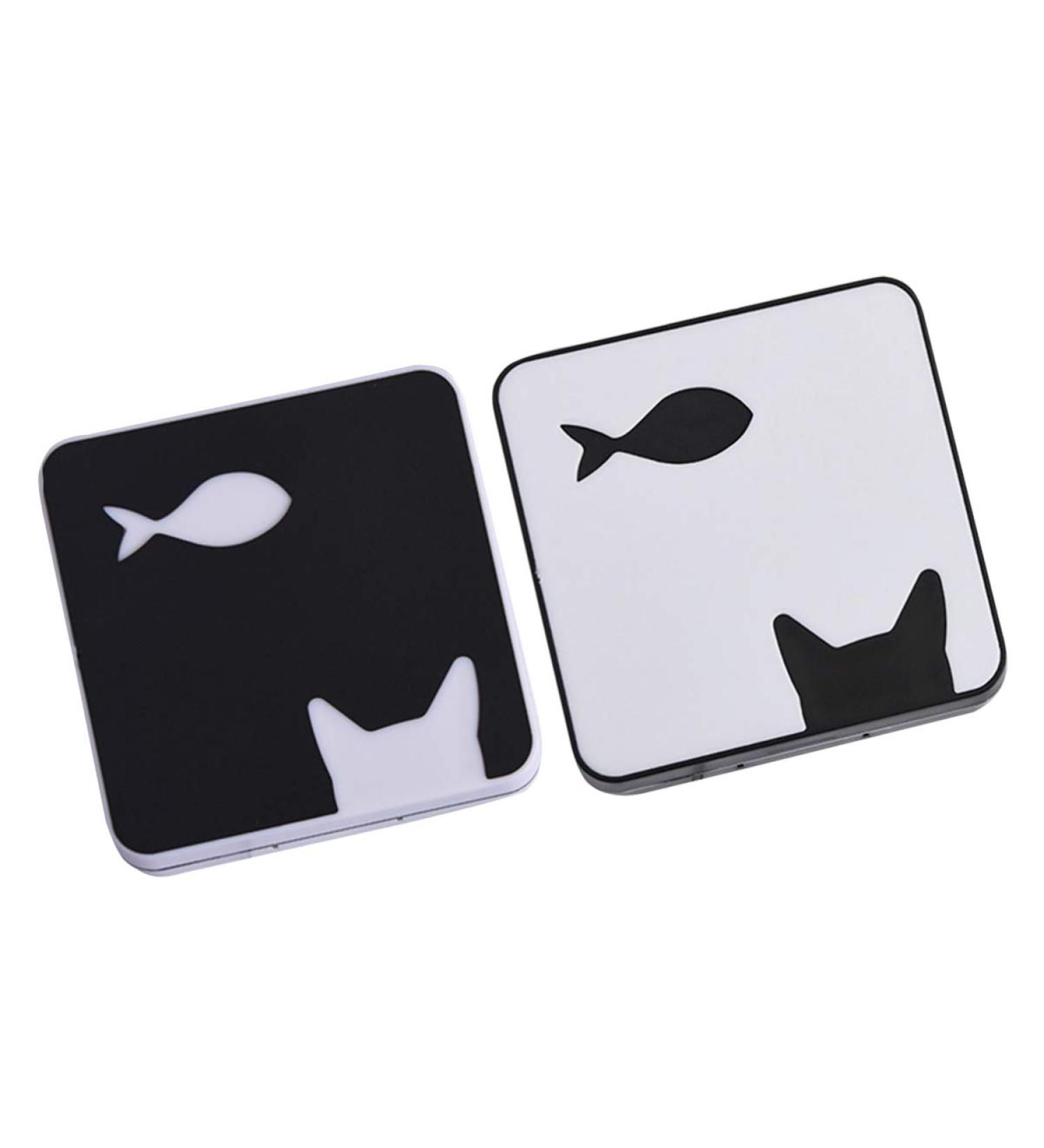 VOSAREA 2Pcs Cat & Fish Pattern Contact Lens Travel Bag | Stylish Lens Box for Women & Girls | Black & White Design - Shop Now! - Buy Online on GoSupps.com