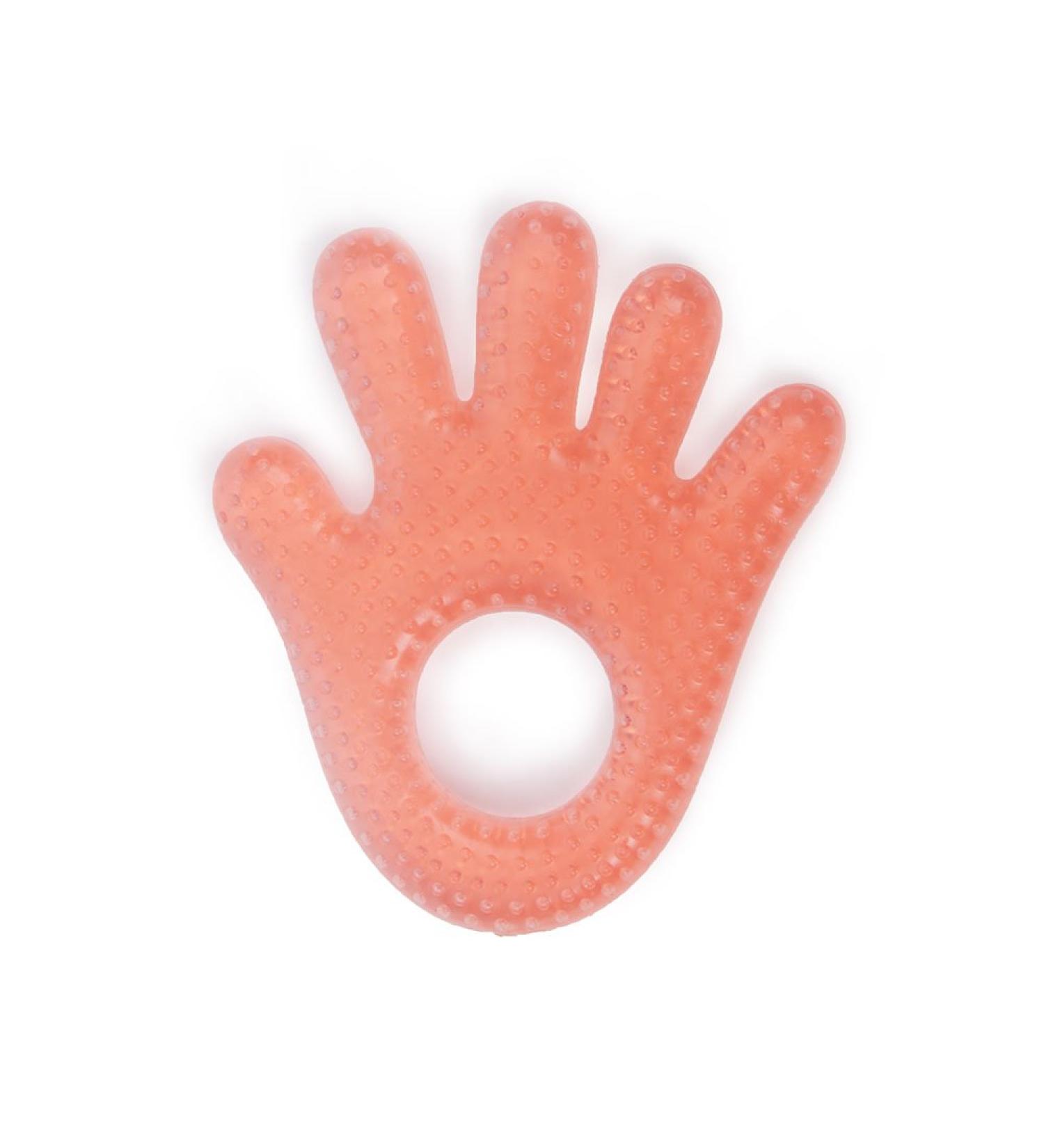 Teething ring hand T1204 red cooling teething ring as teething aid soothes and massages