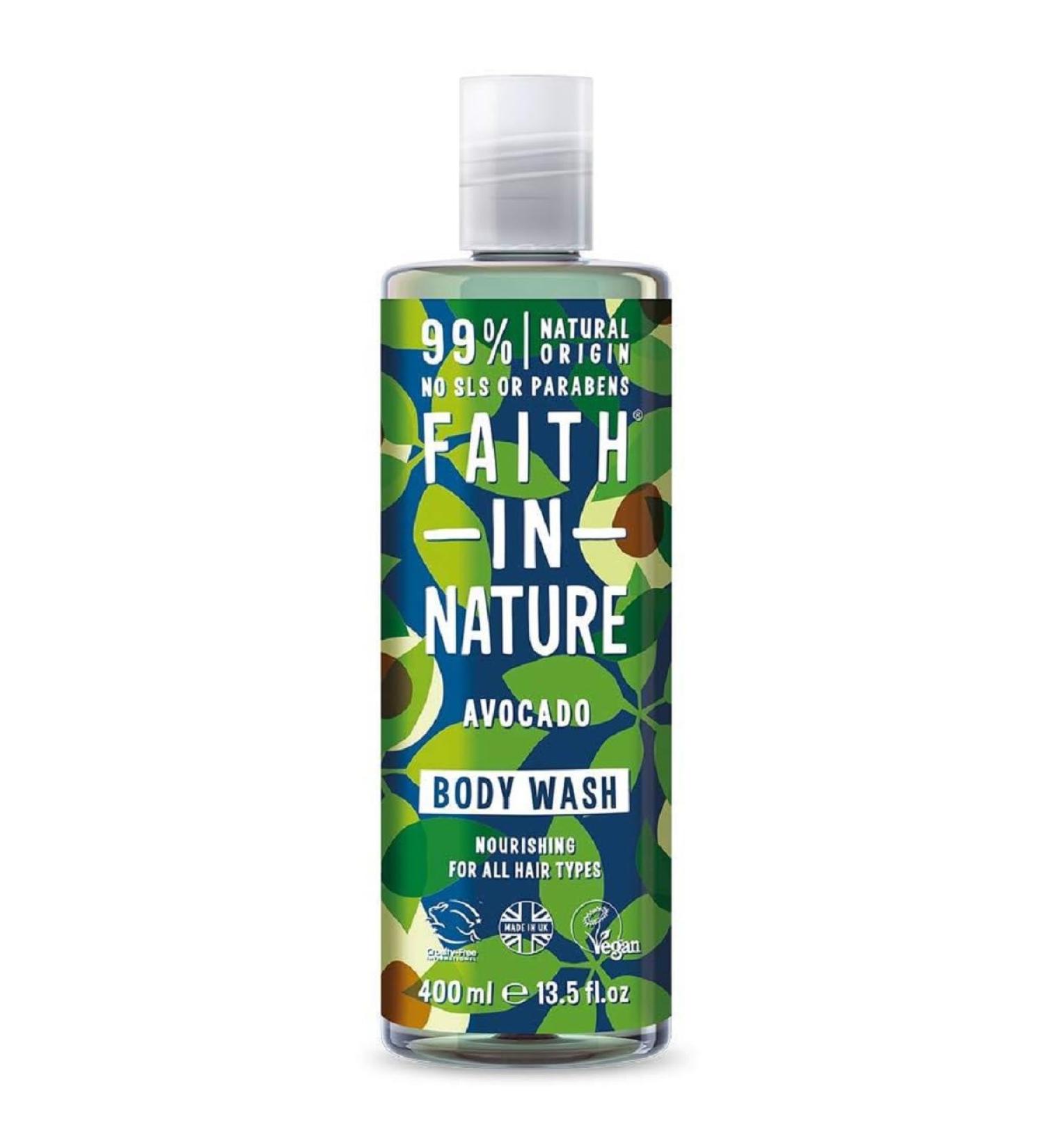 Faith In Nature Natural Avocado Body Wash Nourishing Vegan and Cruelty Free No SLS or Parabens 400 ml (Pack of 1) Avocado 400 ml (Pack of 1) - Buy Online on GoSupps.com