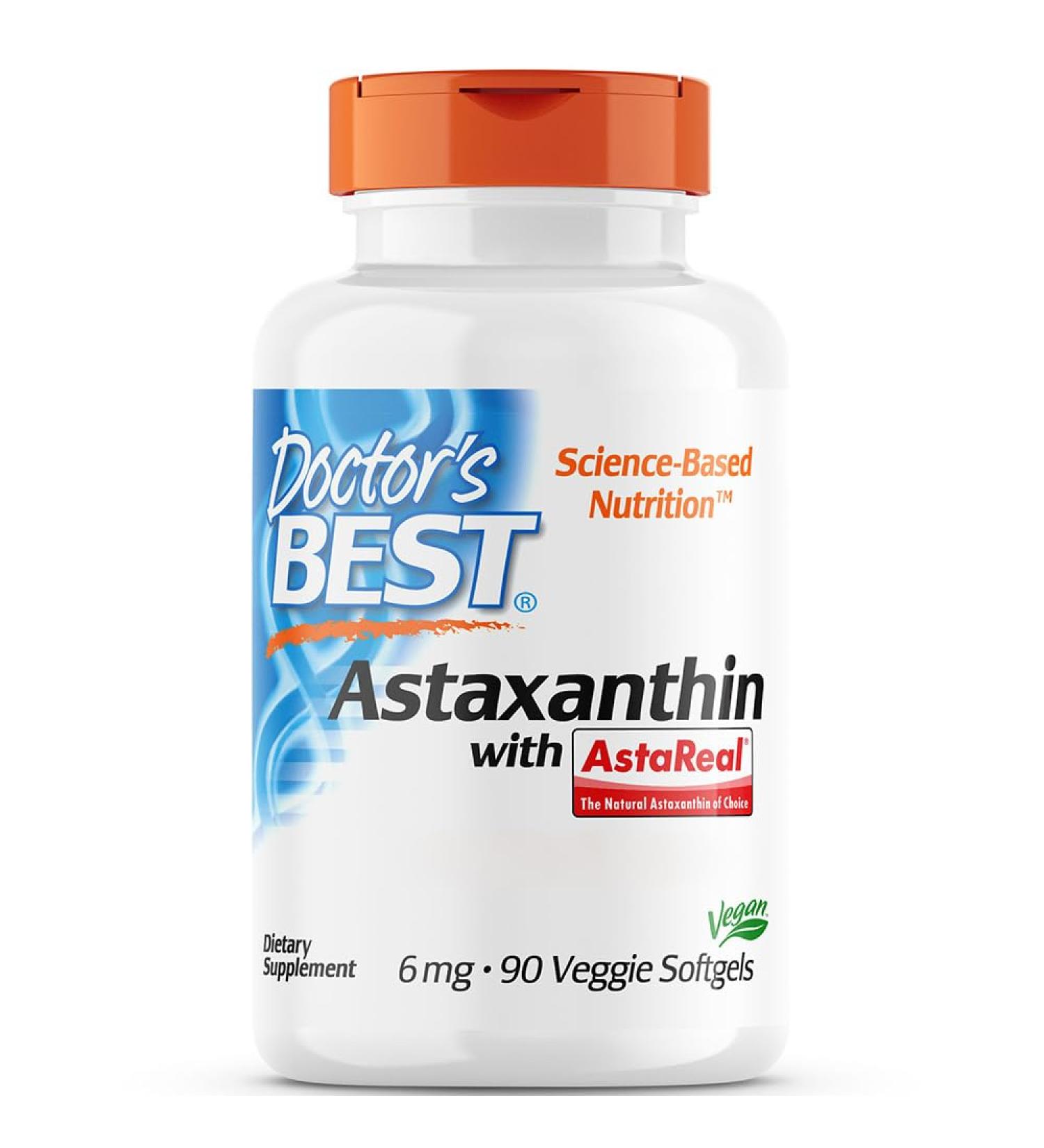 Doctor's Best Astaxanthin 6mg - 90 Softgels - Highly Dosed, Lab-Tested, Gluten-Free - Buy Online on GoSupps.com