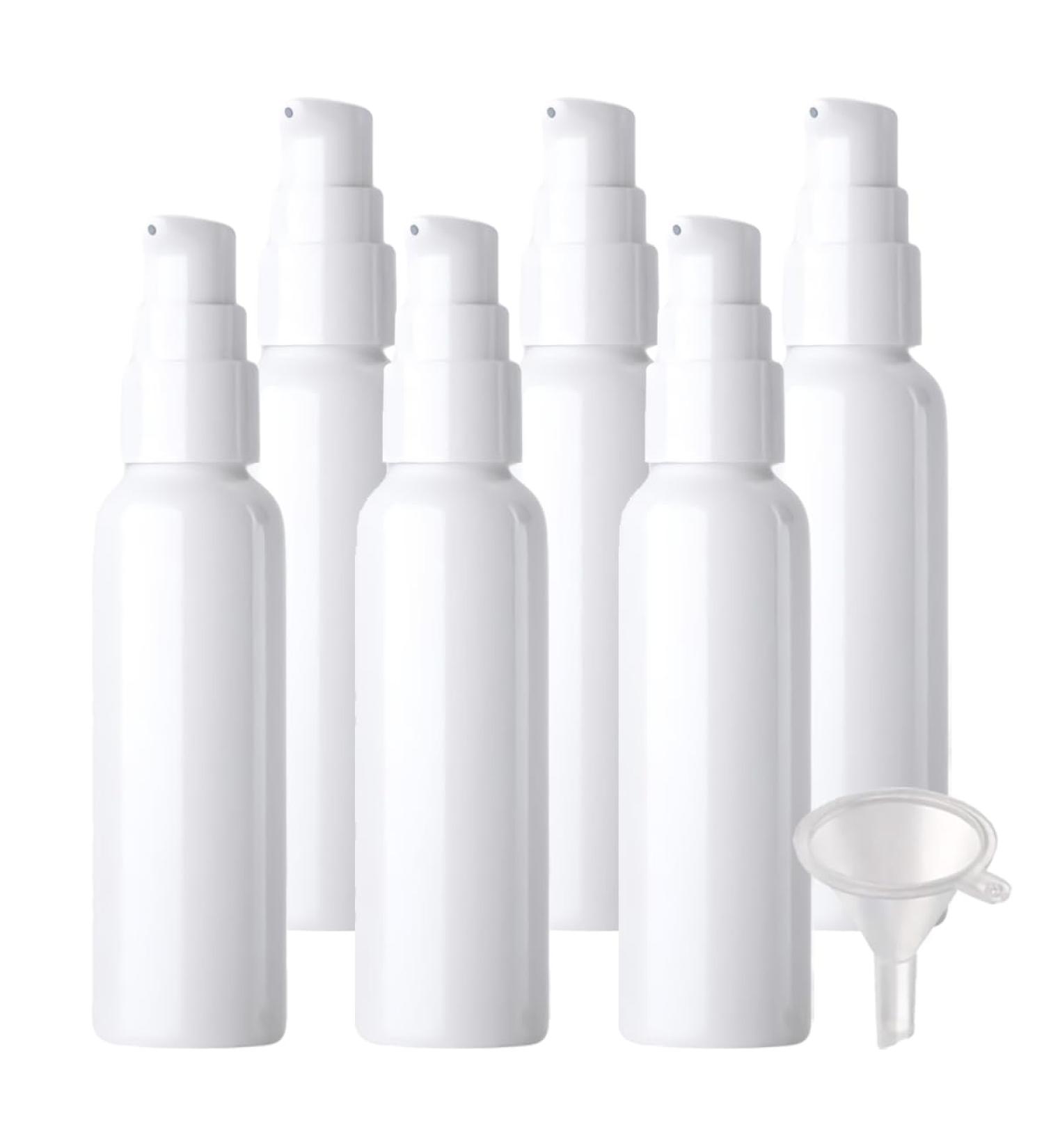 ZEOABSY 6 Pieces 60 ml White Lotion Bottles with WhiteÂ Pump 60ml Empty PET Plastic Lotion Pump Bottle Cosmetic Gel Travel Container for Cosmetic Make up Cleaning + 1 x Funnel White 60ml - Buy Online on GoSupps.com