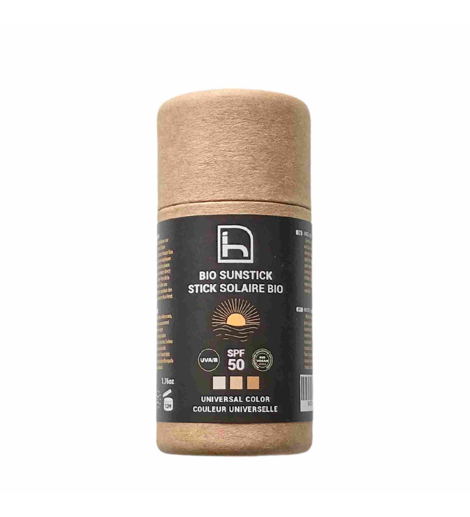 Facial Sunscreen 50 with Organic Color - Facial Sun Stick 50 - Facial Sunscreen 50 with Color SPF 50 - Certified Organic and with Biodegradable Cardboard Packaging - 50 g - Buy Online on GoSupps.com