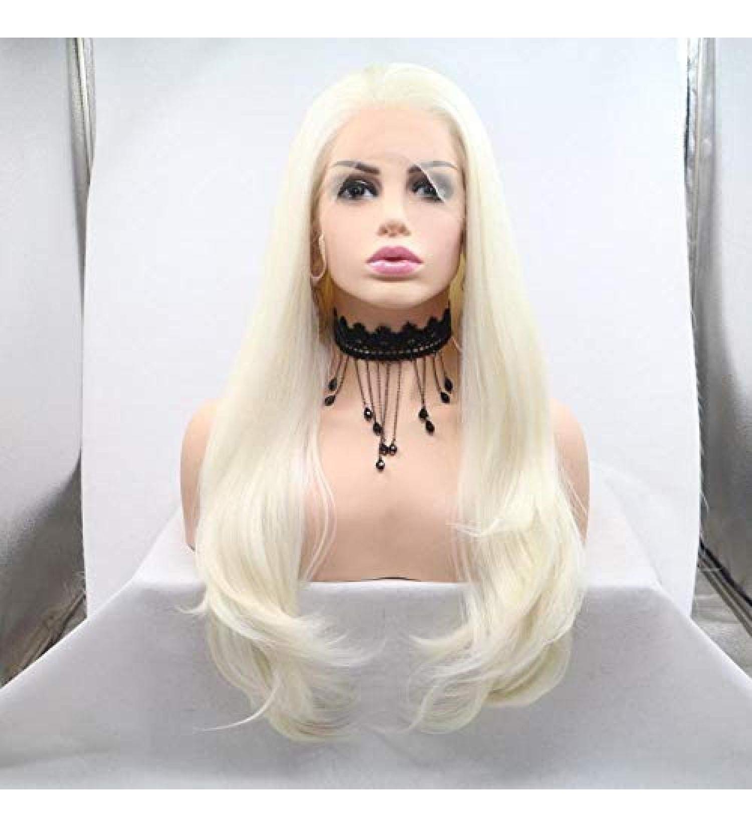 Buy BGHJUE Chemical Fiber Front Lace Wig - Long Curly Beige & White Hair for Women | International Shipping - Buy Online on GoSupps.com