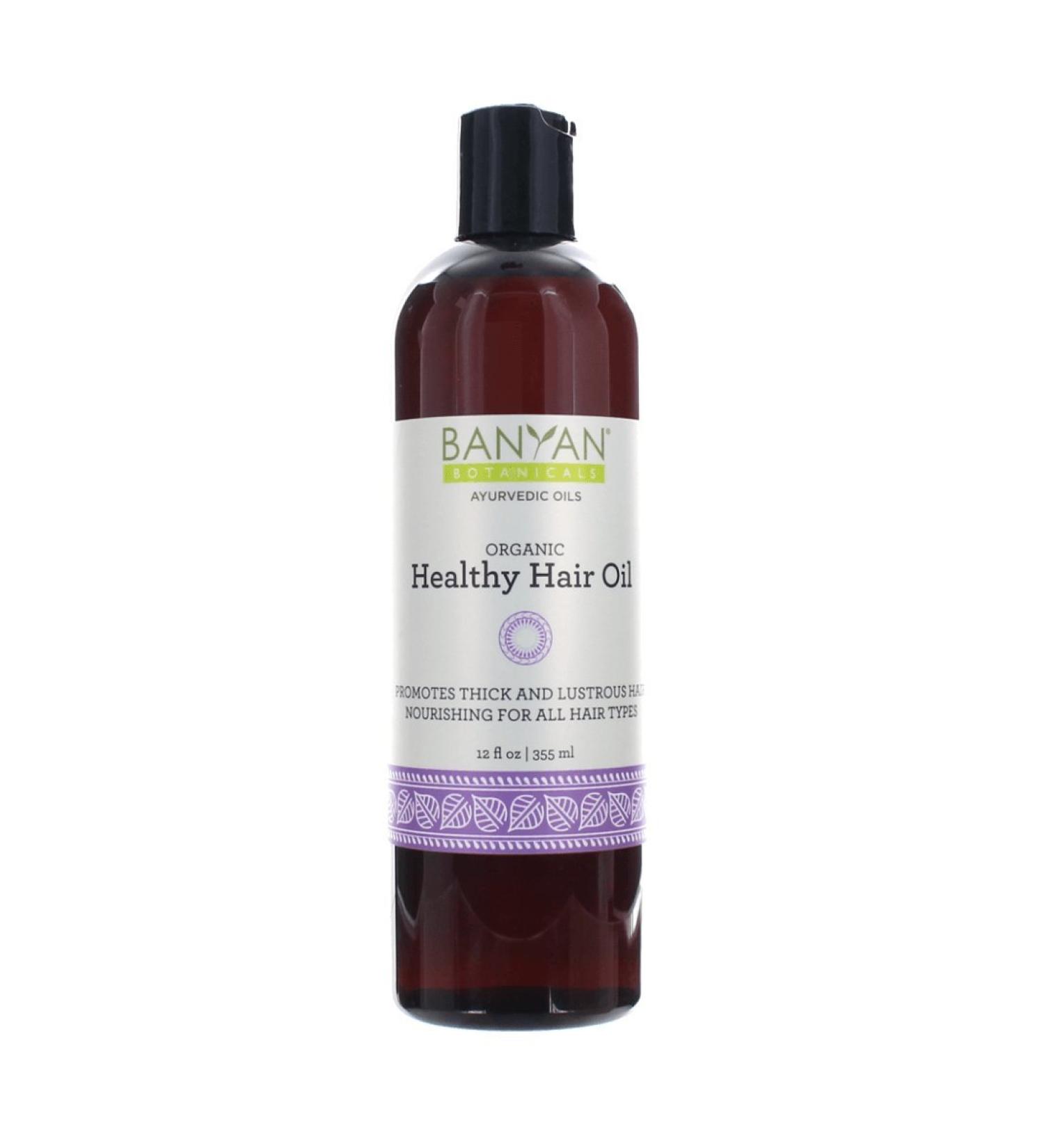 Banyan Botanicals Healthy Hair Oil - Organic Herbal Oil with Bhringaraj & Amla for Strong, Thick, Lustrous Hair | Ayurvedic Hair Care & Scalp Massage - 12oz, Non-GMO & Vegan - Buy Online on GoSupps.com