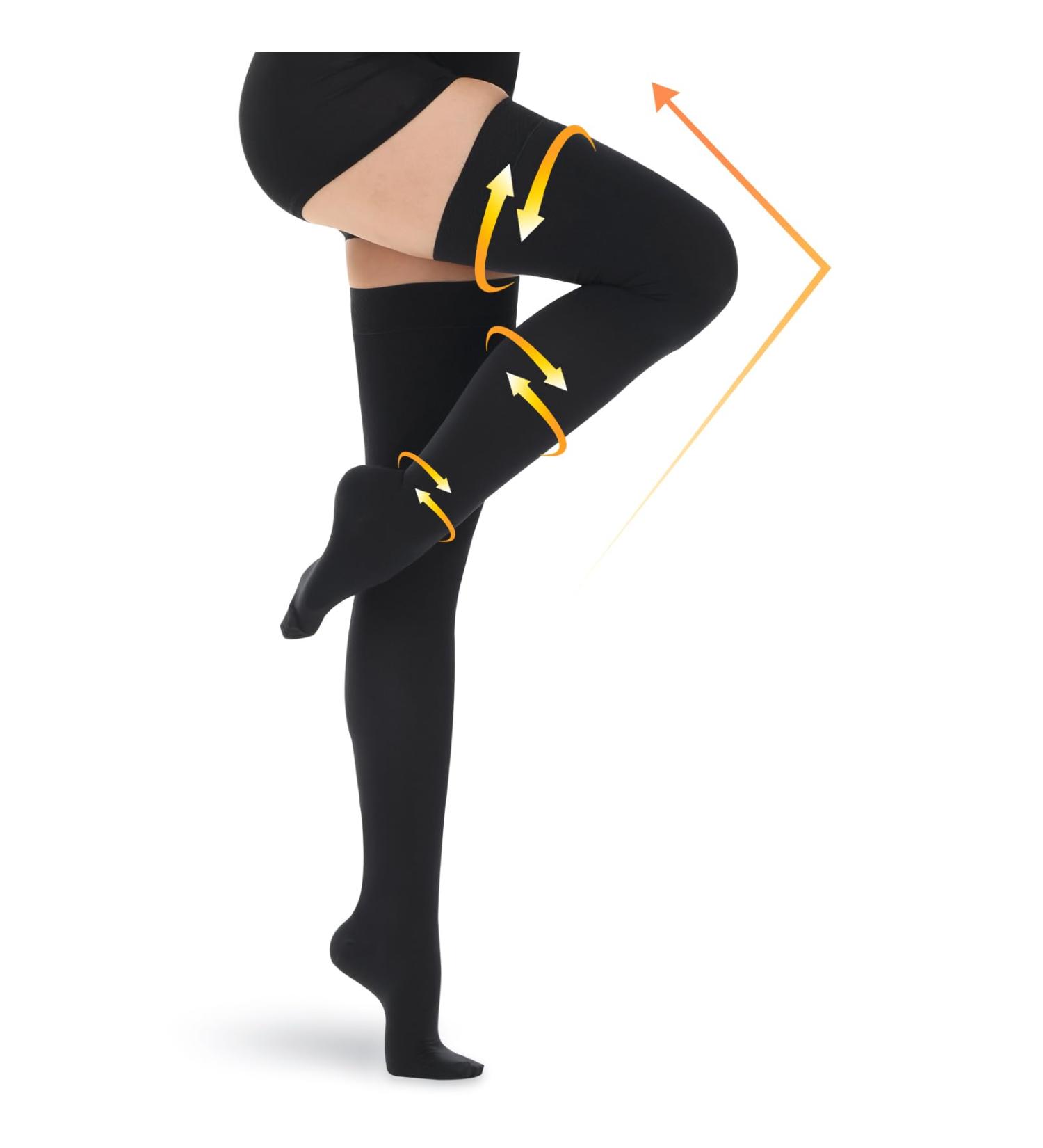 Buy Beister 15-20 mmHg Compression Stockings - Closed Toe Thigh High Support for Varicose Veins & DVT - Silicone Band Black Medium | International Shipping Available - Buy Online on GoSupps.com