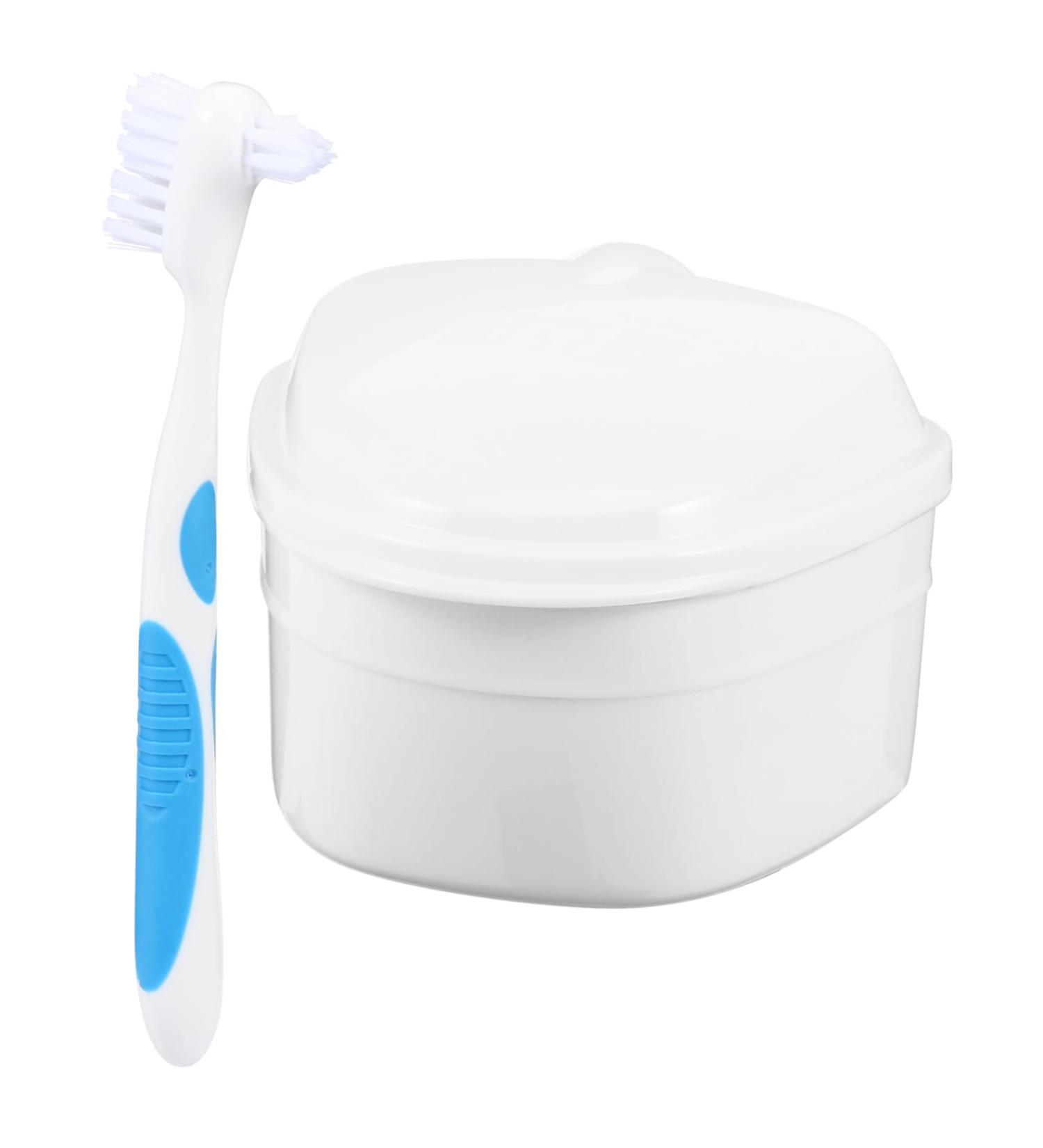 Lurrose Prosthesis Care Box | Cleaning Brush & Storage for Dentures | 8x7.5cm Oral Care Solution - Buy Online on GoSupps.com