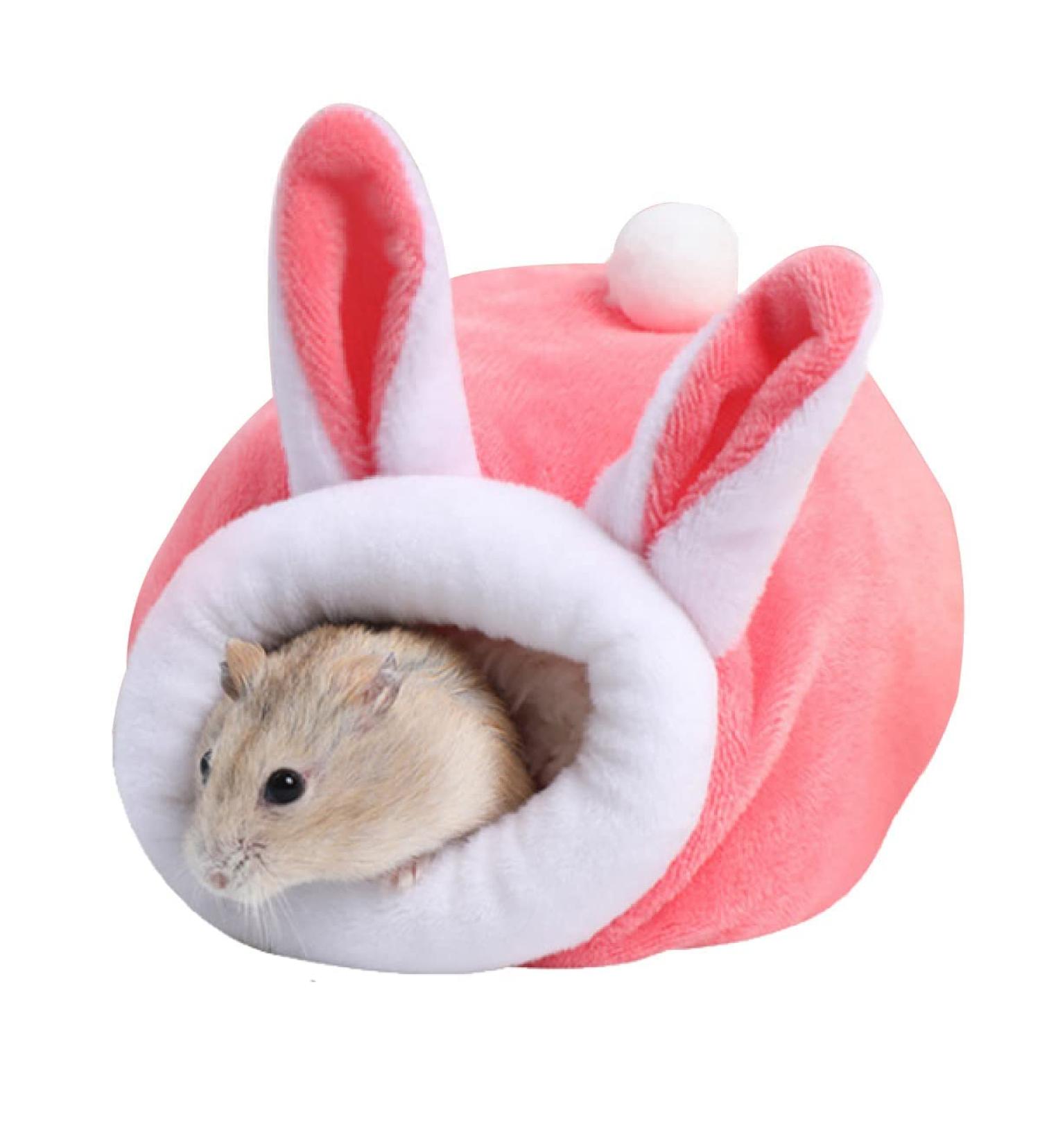 Jagowa 1PCS Hamster Hedgehog Bed Nest Pet Bed Cute Winter House Warm Sleeping for Small Animals (Grey Pink) - Buy Online on GoSupps.com
