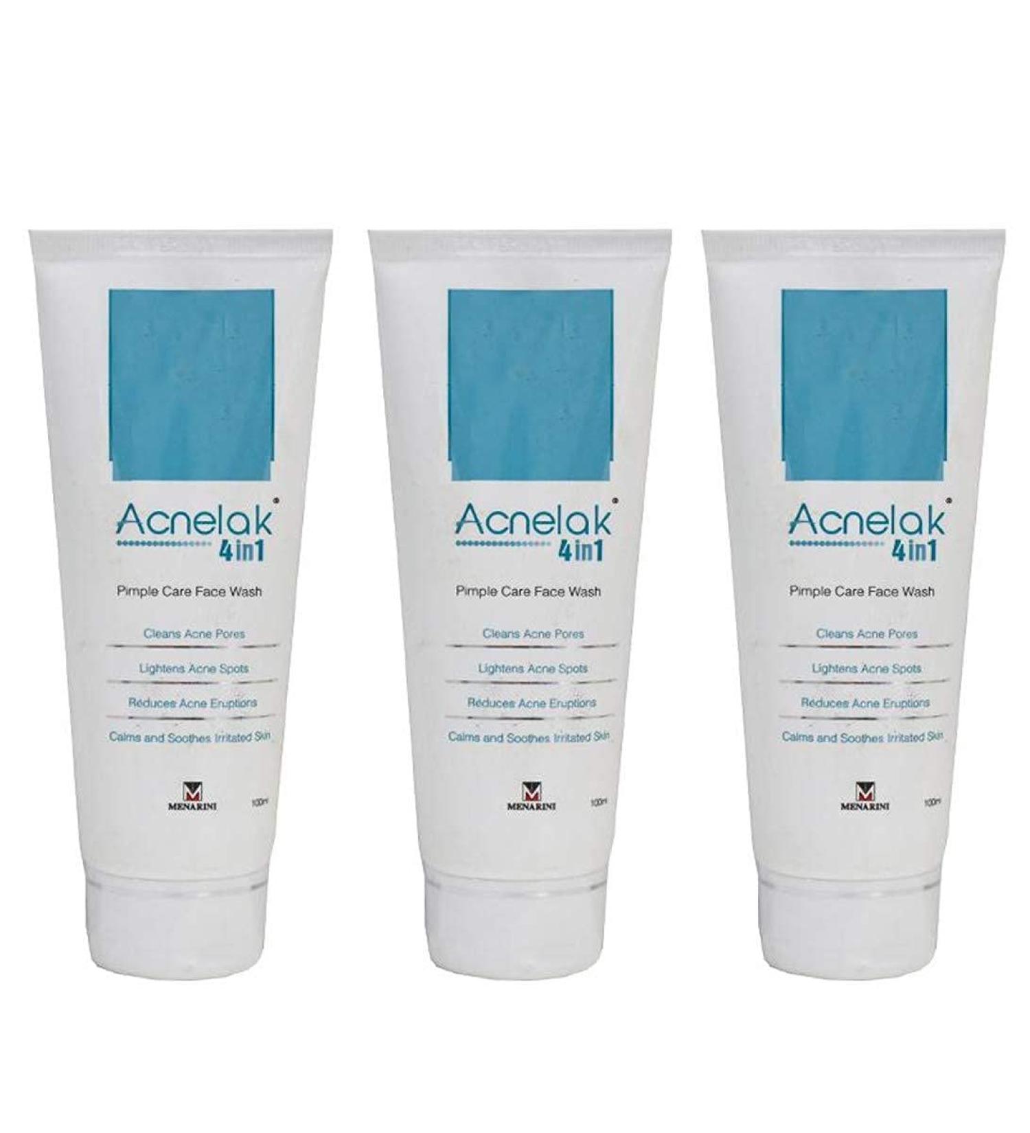 Acnelak Pimple Care (100 ml 4 in 1) Face Wash (Pack of 3) from Life Line Medicos