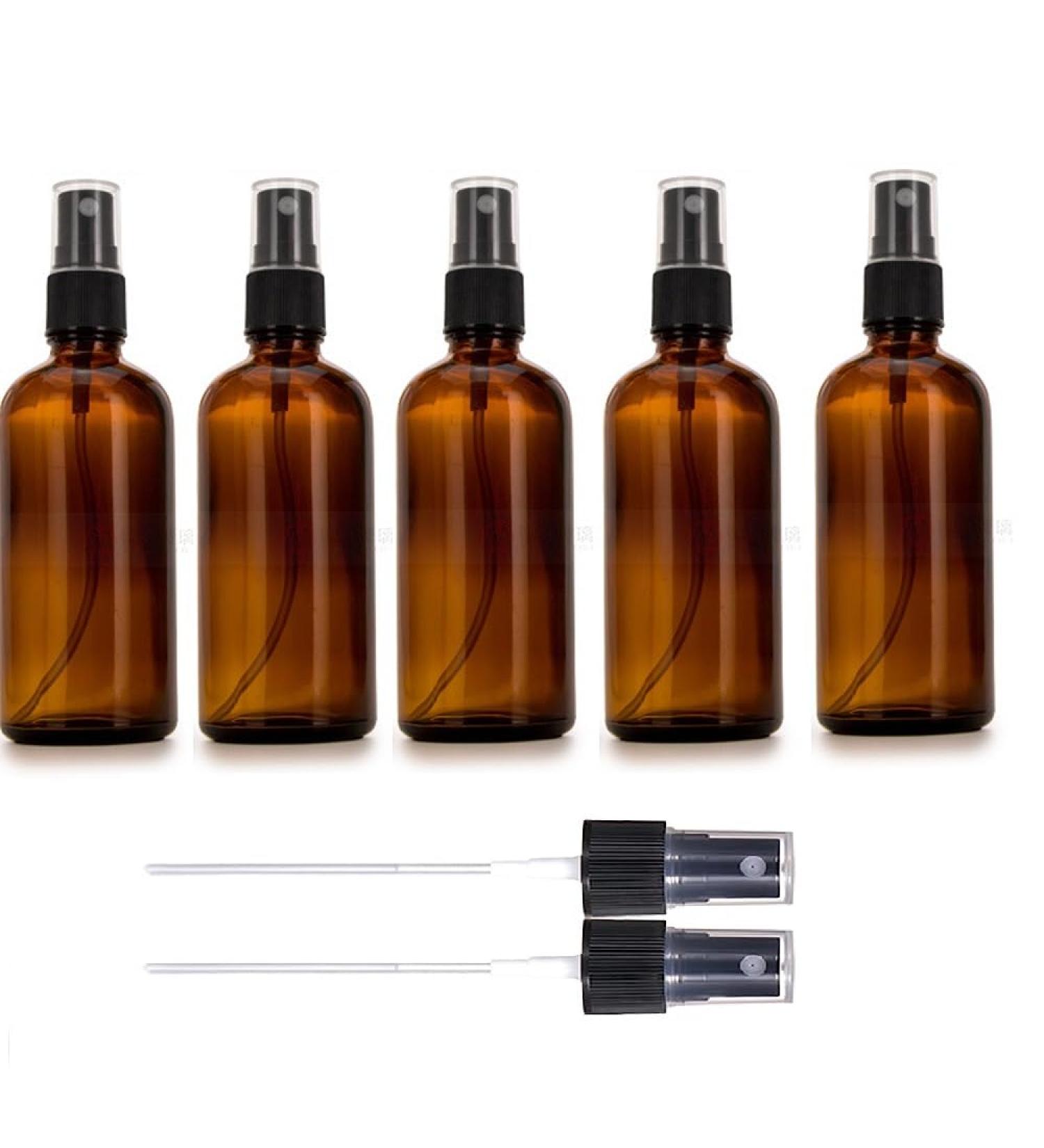Mofun 5 Pack Amber Glass Spray Bottles 100ML Empty Fine Mist Spray Bottle for Cleaning Perfume Cosmetic Sprays Atomiser Liquid Container Travel Bottle - with Extra 2x Spray Nozzle - Buy Online on GoSupps.com