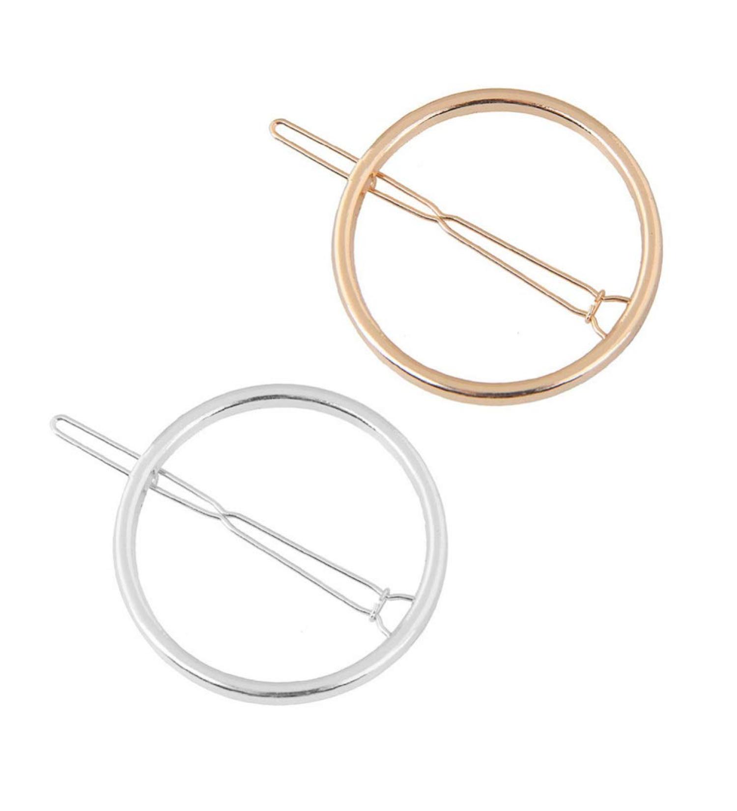 Buy Minkissy Geometric Hair Clips - 2-Piece Alloy Ponytail Holders & Head Jewelry for Women - Golden & Silver - Buy Online on GoSupps.com