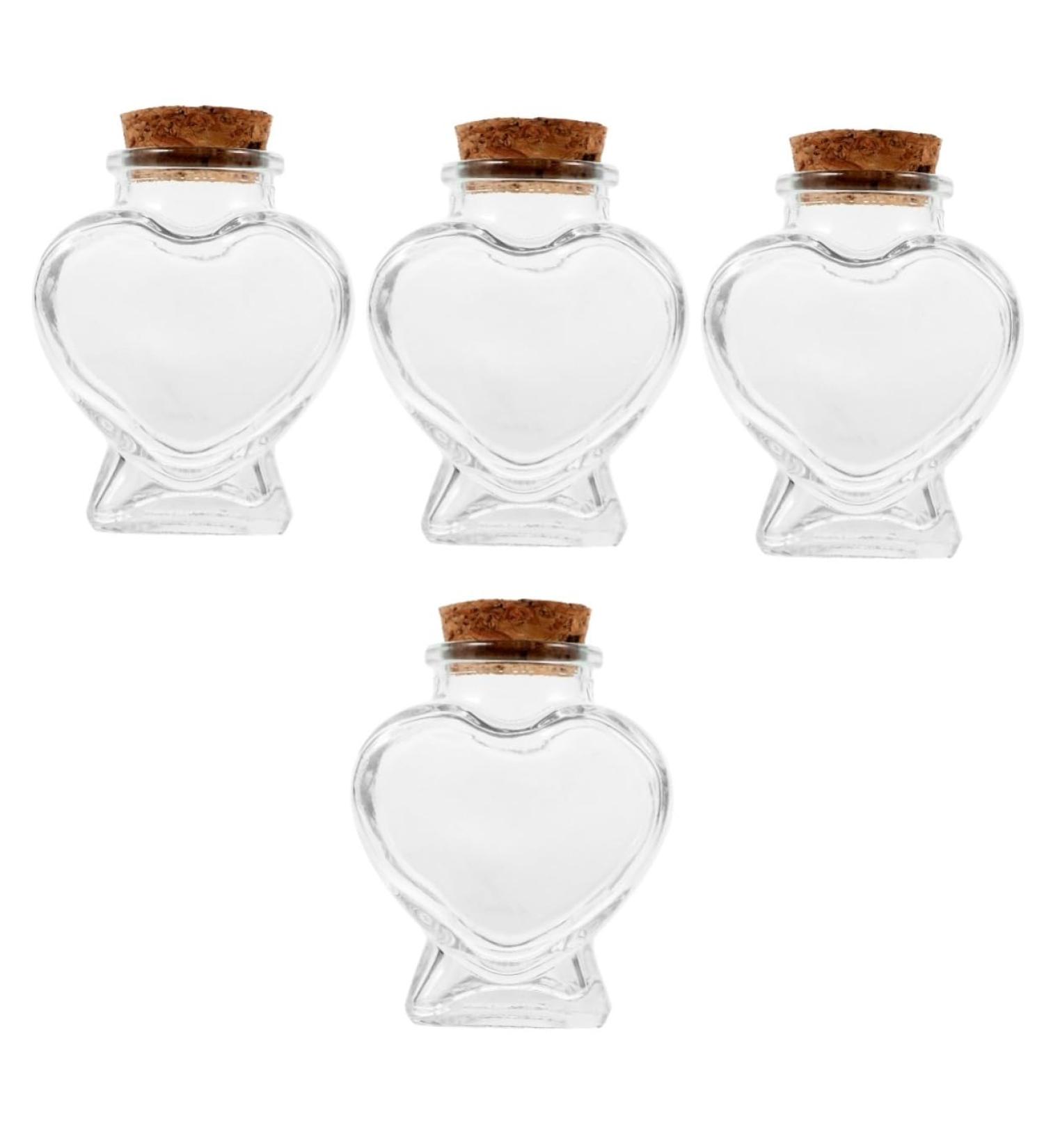 Zerodeko 4pcs Glass Heart Shaped Bottle Terrarium Wedding Decorations Decorative Wishing Bottle Glass Container with Lid Glass Jars Wishing Jar Origami Craft Bottle Glass Bottle Cork As Shownx4pcs 8.50X6.00X4.00CMx4pcs - Buy Online on GoSupps.com