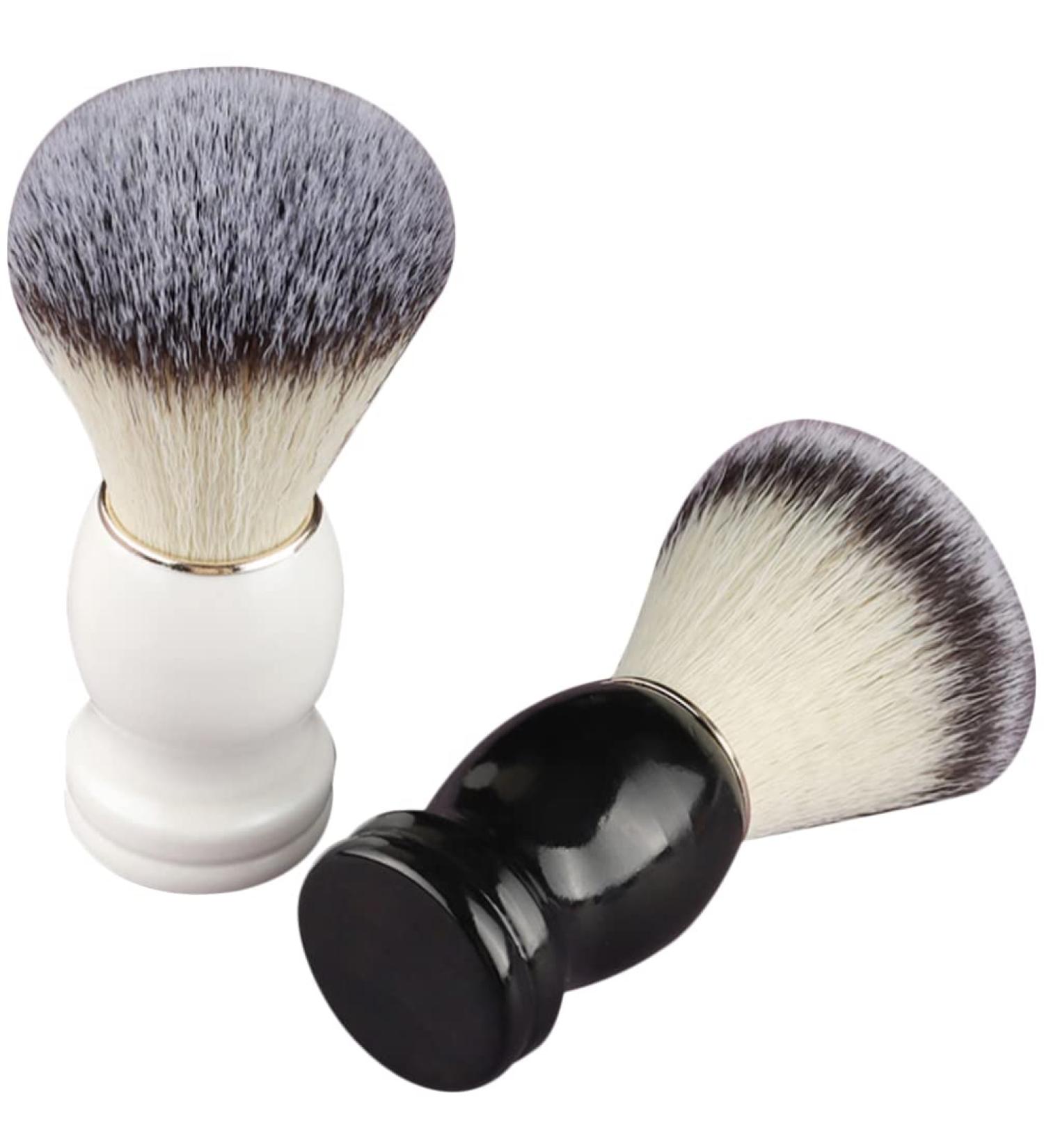 Premium 2-in-1 Manual Razor & Shaving Brush Cleaning Accessories | Must-Have Men's Grooming Tool with Wooden Handle - Perfect Gift for Mustache & Beard Care - Buy Online on GoSupps.com