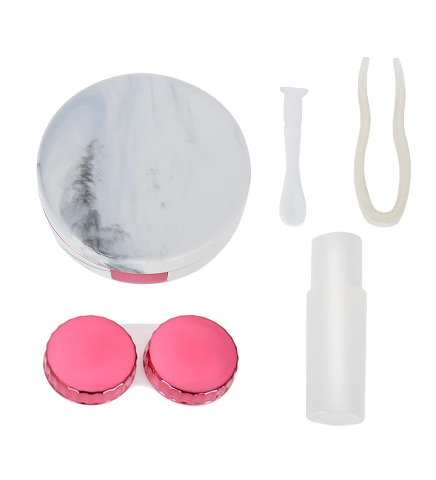 4 Colors Contact Lens Case - Portable Marble Pattern Eye Care Kit - Red - Ideal Gift for Home Use - Buy Online on GoSupps.com