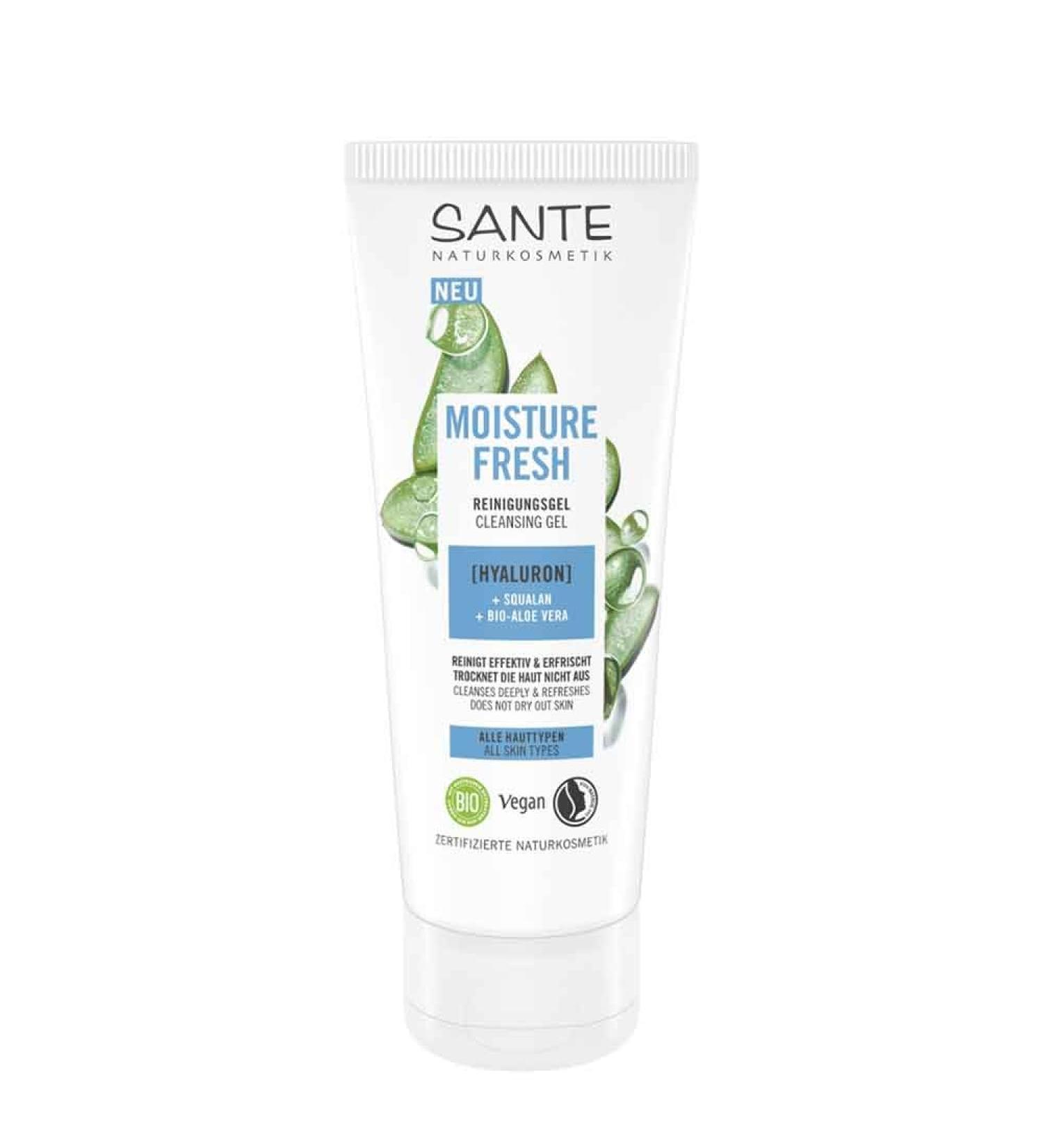 Sante Naturkosmetik SANTE Naturkosmetik Moisture Fresh Refreshing Cleansing Gel for the face with organic aloe vera hyaluronic acid and squalane moisturizes the skin for a gentle and deep pore cleansing.