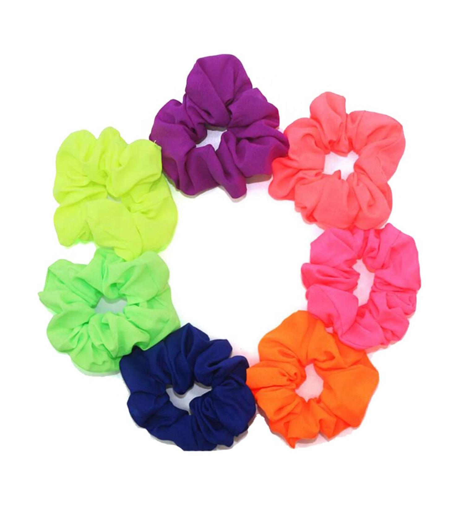 Buy 7 Pcs Neon Hair Ties - Colorful Interlock Elastic Hair Bands for Girls - International Shipping Available - Buy Online on GoSupps.com