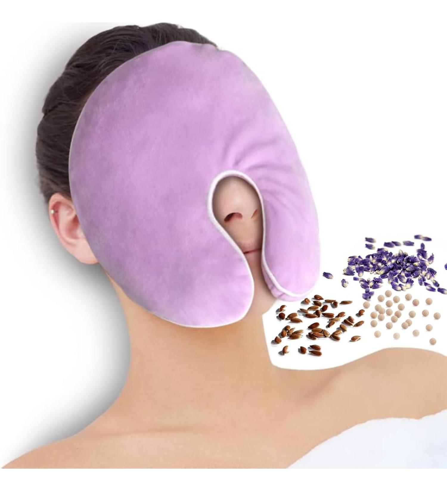 Newgo Grain Pillow Eye Mask for Sinus Pressure Relief | Hot-Cold Therapy Reusable Face Mask for Migraines Tension & Headaches | Washable Cover - Violet - Buy Online on GoSupps.com