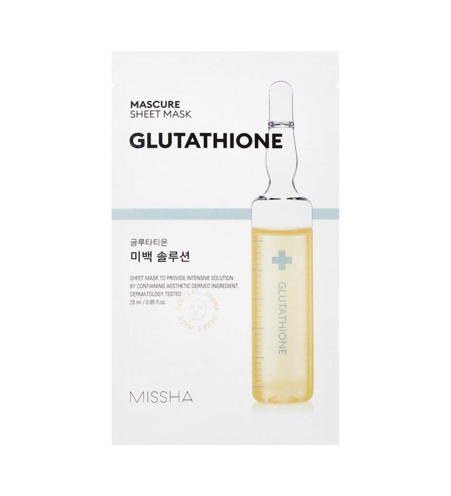 MISSHA Mascure Whitening Solution Sheet Mask GLUTATHIONE Korean Cosmetic Face Mask Lightening Pigmentation 3 Pack - Buy Online on GoSupps.com