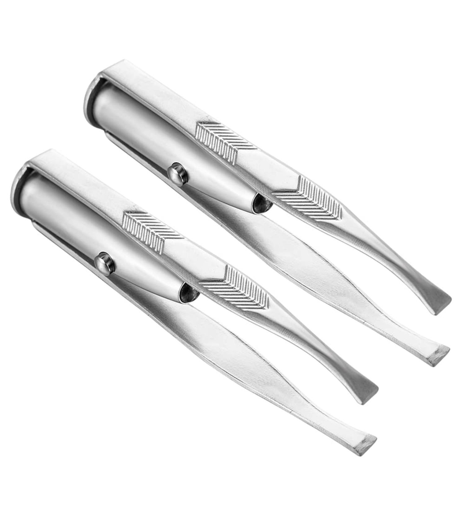 LED Light Hair Removal Tweezers - Precision Eyelash & Eyebrow Tool | Stainless Steel Makeup Set (2 Pieces) - Buy Online on GoSupps.com