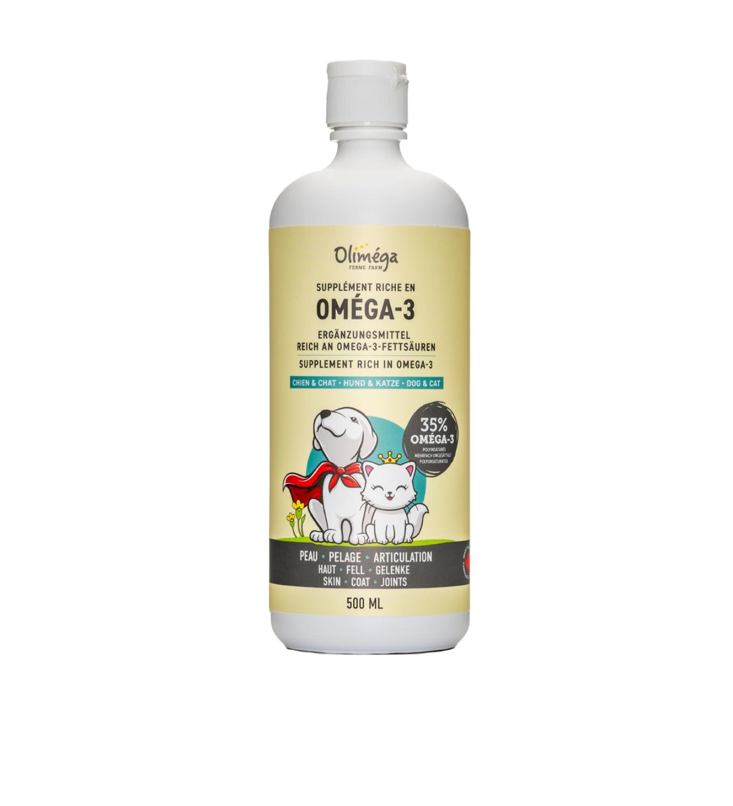 Ferme Olim ga Camelina Oil for Dogs and Cats 500ml Rich in polyunsaturated omega-3 Vitamin E. Pure and Cold Pressed. Joint Fur and Skin. Product of Canada. - Buy Online on GoSupps.com