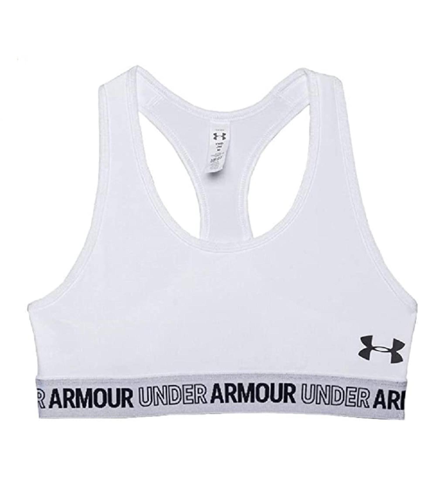 Under Armour Girl's MFO Solid HeatGear Sports Bra White Small