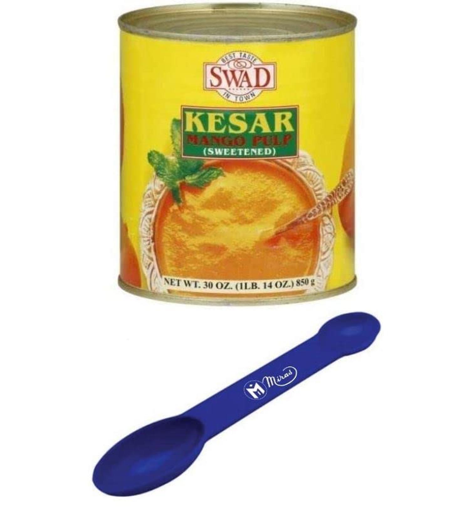 Swad Kesar Mango Pulp Sweetened (850g) + Free Miras Trademark 2-in-1 Measuring Spoon | Buy Online - Buy Online on GoSupps.com