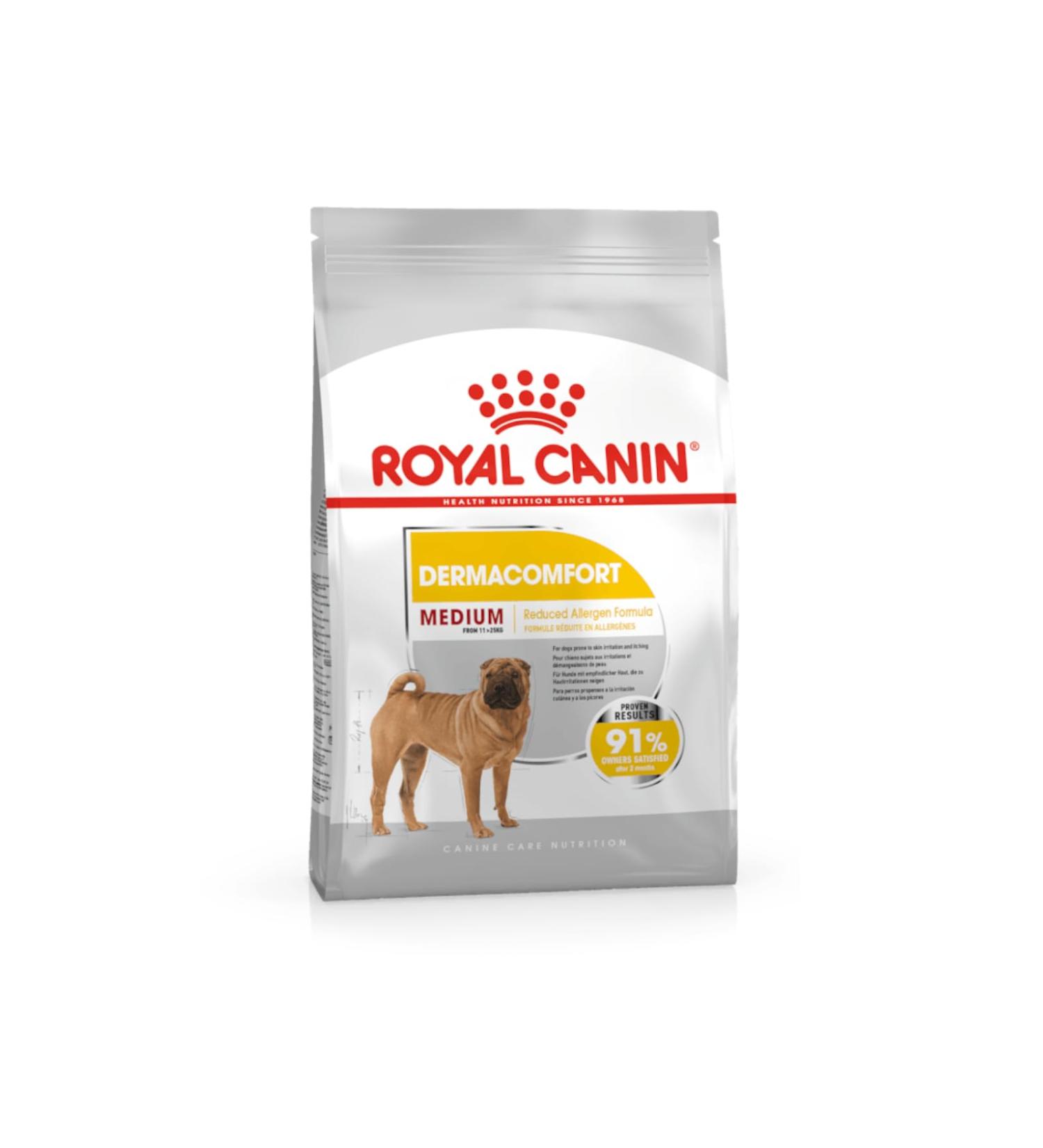 ROYAL CANIN DERMACOMFORT Medium Croquettes | 3 kg | Complete food for medium-sized adult dogs | For sensitive skin | With omega-3 and omega-6 fatty acids - Buy Online on GoSupps.com
