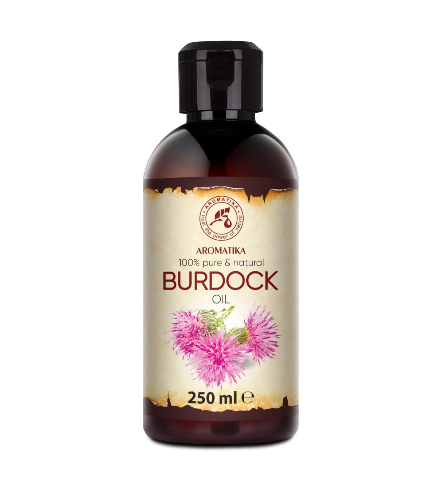 Burdock Oil 250ml - Arctium Lappa Root Extract - 100% Pure & Natural - Natural Hair Oil - Great Benefits for Skin - Hair - Face - Body Care - Glass Bottle - Oils Burdock Seed - Buy Online on GoSupps.com