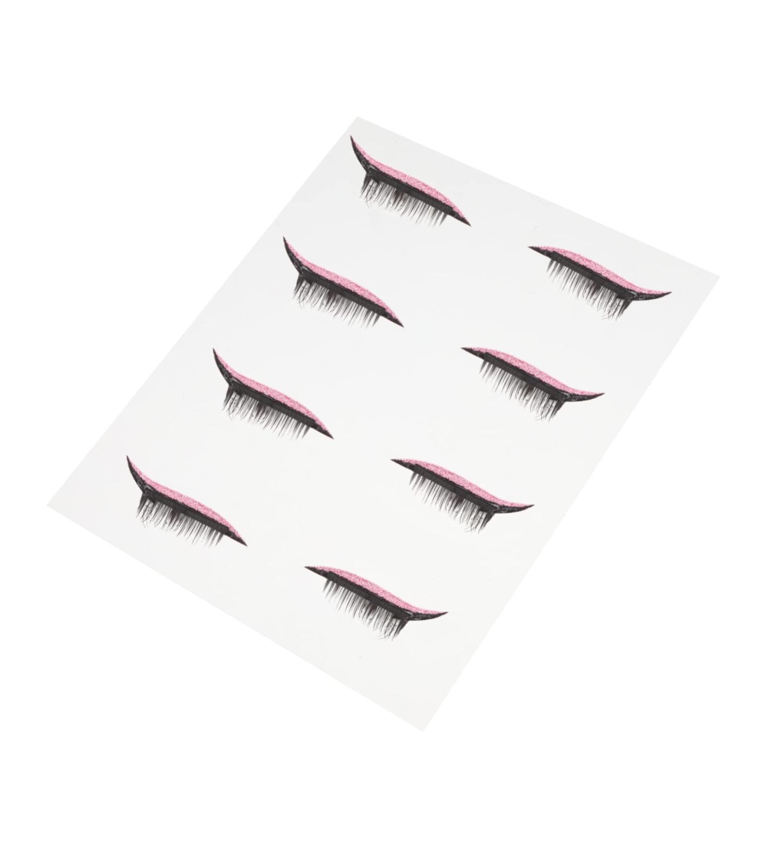 FRCOLOR 4 Pairs False Eyelashes Eye Makeup Sticker Sparkle Stickers Women Wispy Eye Lashes Eye Line Sticker 4x1.5cm Pink - Buy Online on GoSupps.com