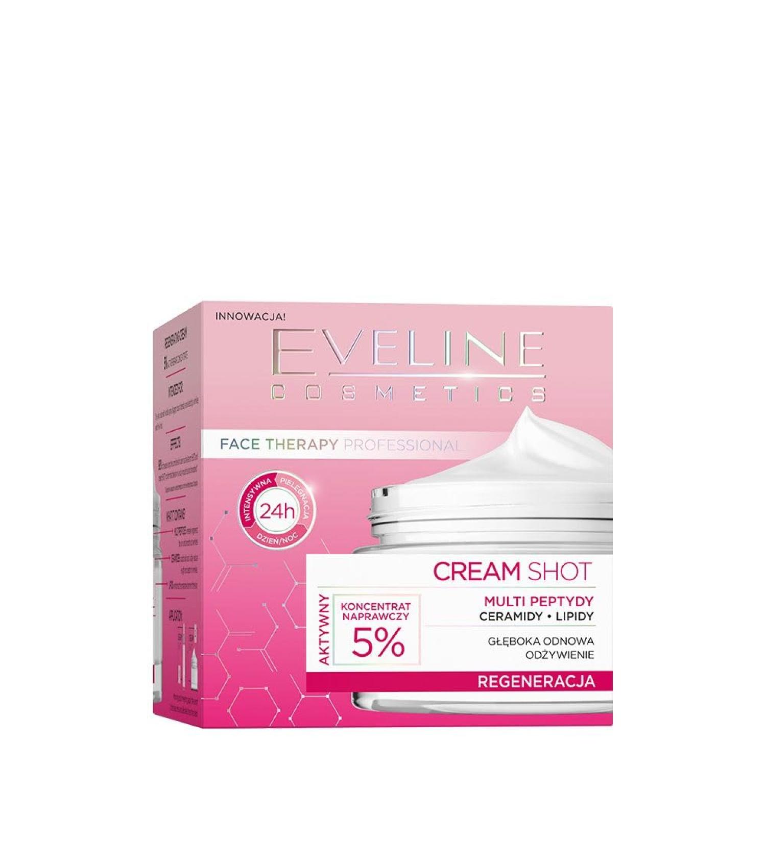 EVELINE COSMETICS Eveline Cosmetics Regenerating cream with 5% restorative concentrate for dry and aging skin - Biomimetic peptides ceramides natural oils - Day and night care