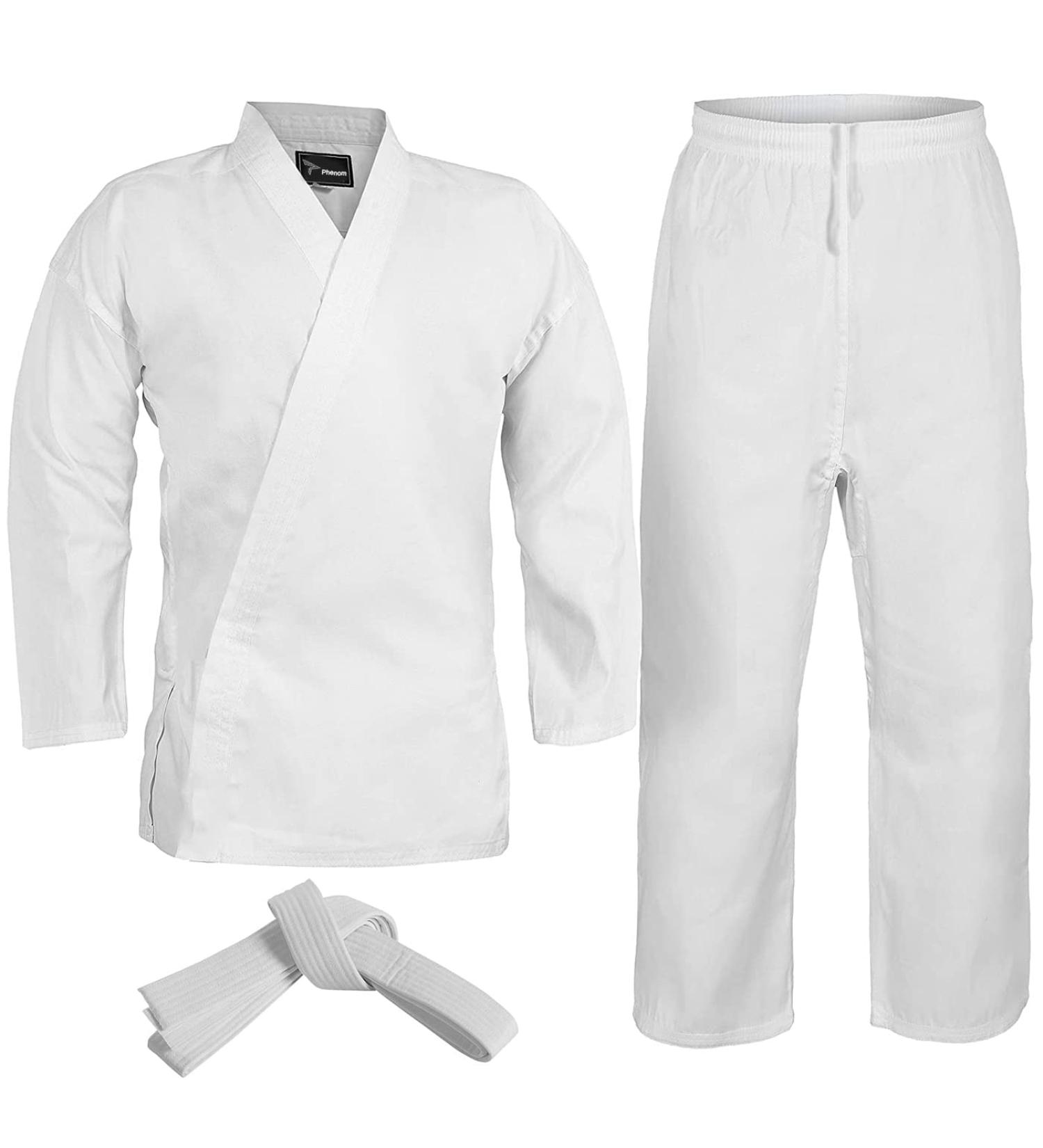 Lightweight Karate Uniform for Kids & Adults - Martial Arts Gi with Belt 00 (3'8 - 4'0 / 50 lbs) - White - Buy Online on GoSupps.com