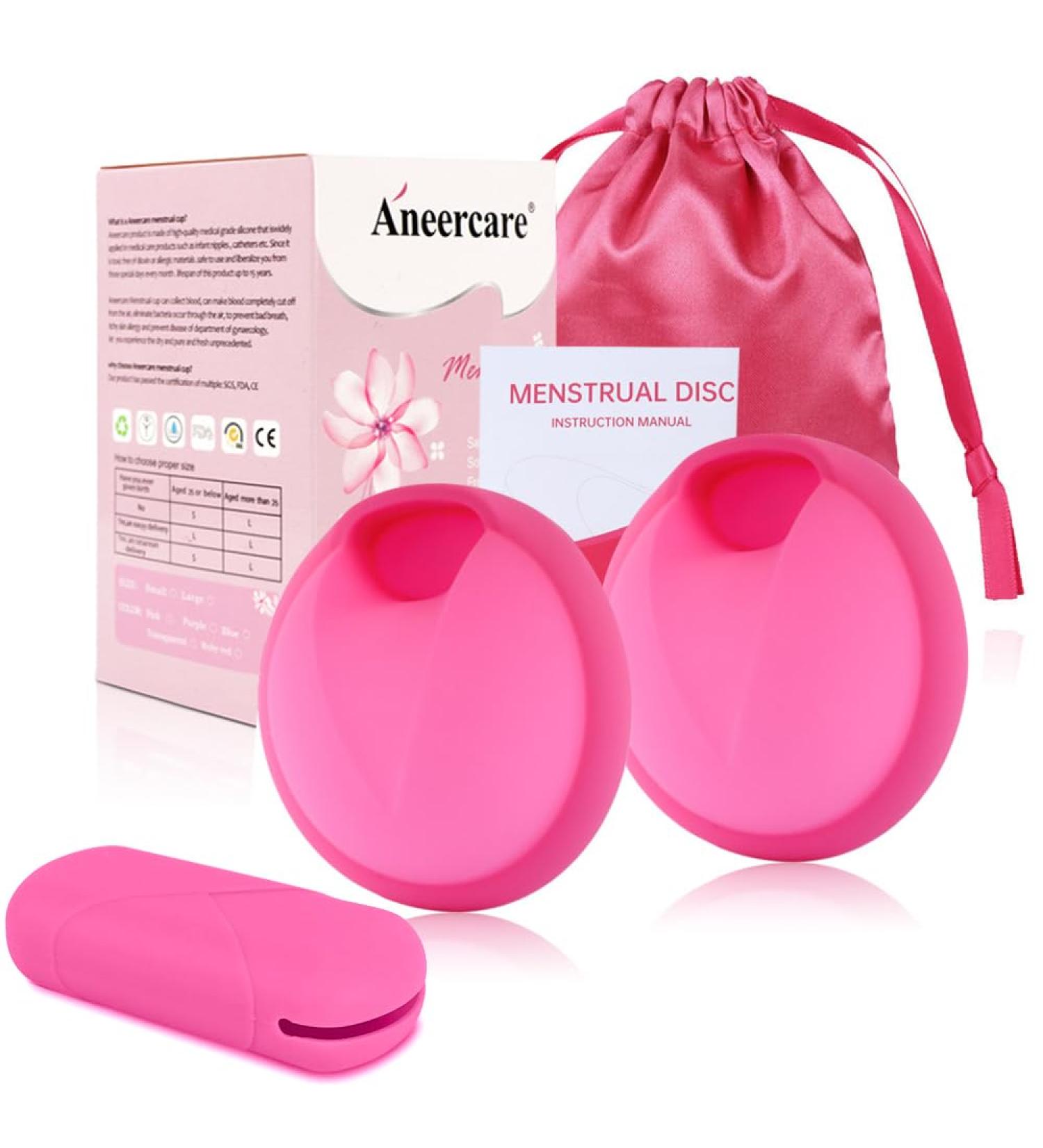 Cliunt Menstrual Disc - Reusable Silicone Menstrual Cup Tampon Alternative for Light & Heavy Flow | Up to 12 Hours (Pink S+L) - Shop Now! - Buy Online on GoSupps.com