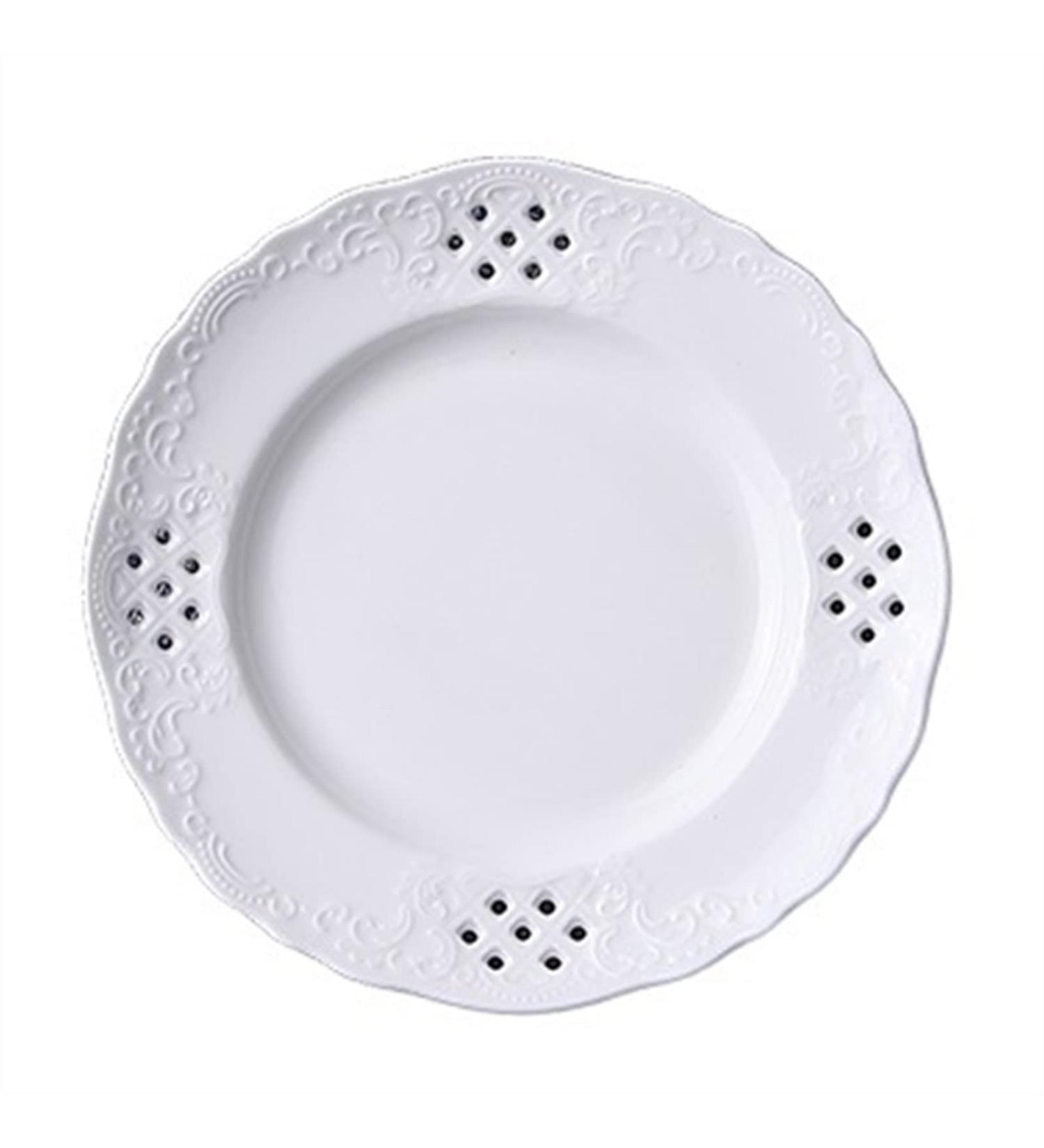 Dinnerware Dishes Plates Hollow Out Dessert Plate White Disc Home Kitchen Restaurant Coffee Shop Flat Plate Ceramic Fruit Plate Round Dinner Plate Dinner Restaurant Family Party Plates (Size : M) Medium - Buy Online on GoSupps.com