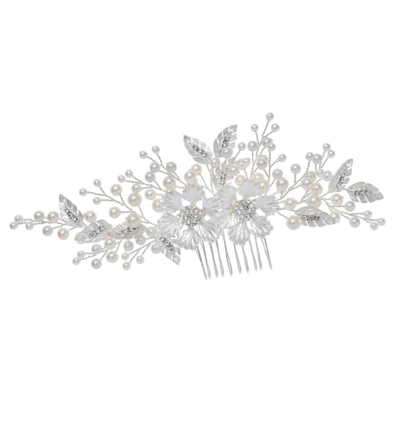 Beavorty bridal headpiece pearl headpiece Comb for Bridal Rhinestone Comb flower Hair Comb Rhinestone Hair Comb Wedding Hair Comb Wedding dress bride flower head - Buy Online on GoSupps.com