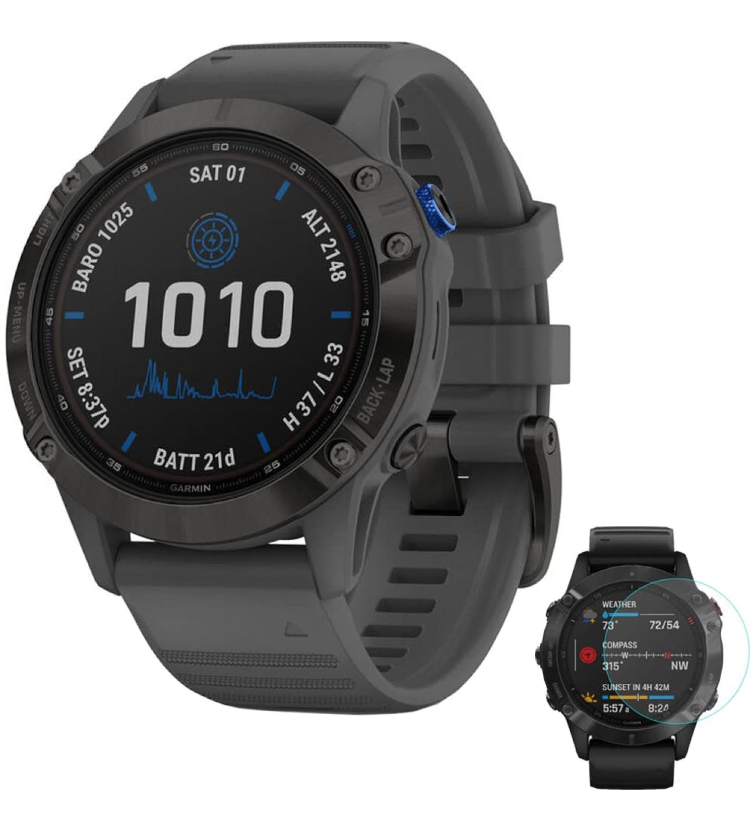 Garmin Fenix 6 Pro Solar Smartwatch Bundle - Black/Slate Gray with Screen Protector - Buy Online on GoSupps.com