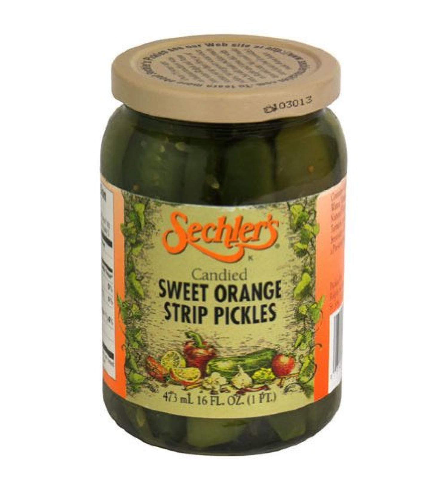 Sechler's Candied Sweet Orange Strip Pickles, 16 Ounce (Pack of 6)