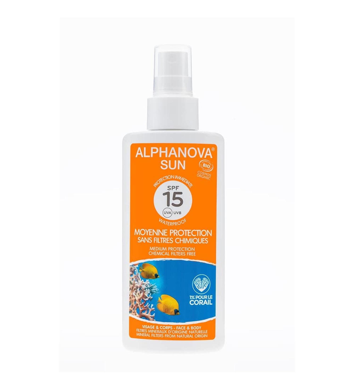 Alphanova Sun Organic Sunscreen With SPF 15 For Face and Body Immediate Protection Waterproof 125 ml Sun Cream SPF 15 - Buy Online on GoSupps.com