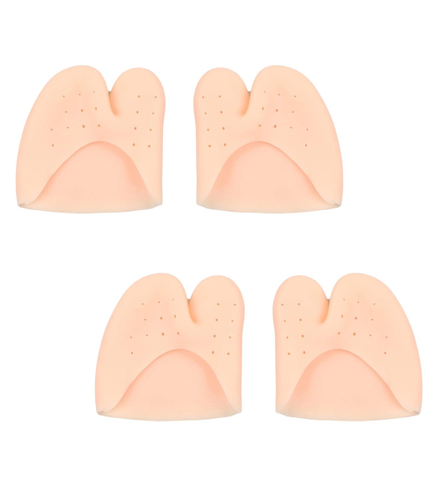 2 Pairs Silicone Toe Protectors for Women | Soft Breathable Toe Covers for Pointe Shoes | Reusable Toe Separator Sleeve for Yoga Ballet Dancers - Beige - Buy Online on GoSupps.com