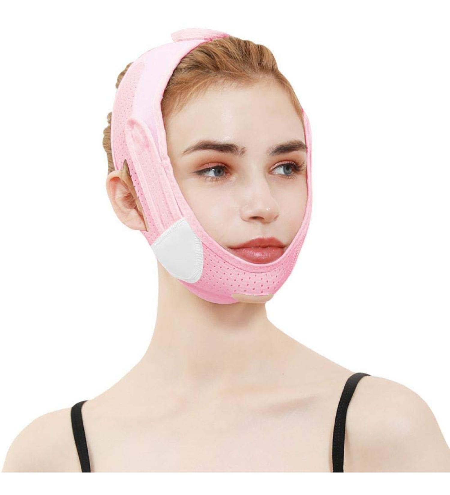 V Facial Association Beauty Face Carving Double Chin Shaping Sleep Sticker | Face-Lift Bandages & Lifting Tool in White & Pink Achieve a Tighter Youthful Look! - Buy Online on GoSupps.com