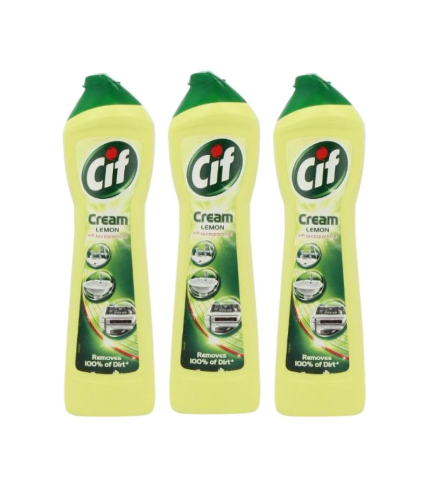 3 x 500ml Lemon Fragrance Cream All Purpose Cleaner Bathroom Kitchen Sink Tiles