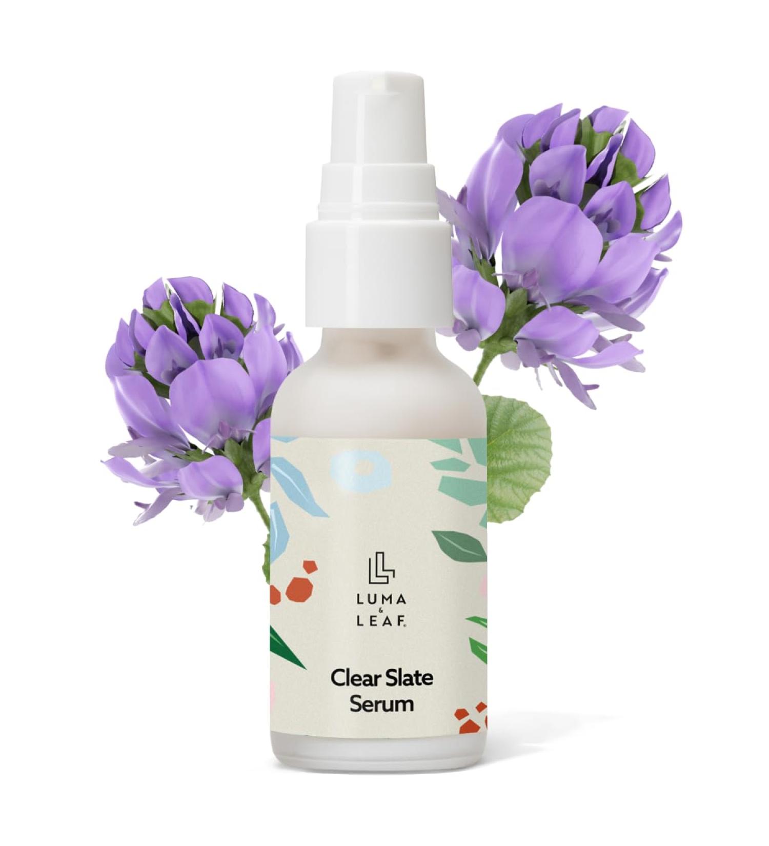 LUMA & LEAF Clear Slate Niacinamide Serum for Face Redness & Acne Relief with Bakuchiol & Aloe Vera Hydrating Vegan Daily Face Serum for Oily & Combination Skin - Buy Online on GoSupps.com