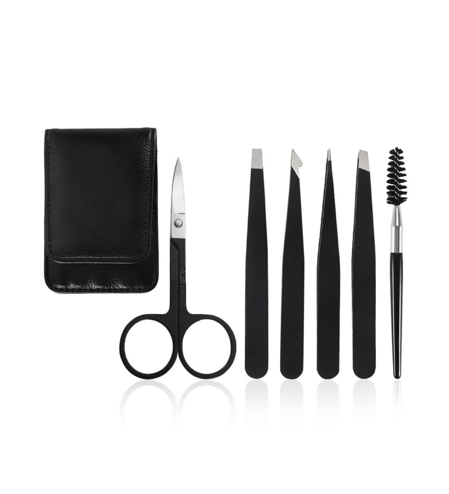 Voko 6-Part Stainless Steel Eyebrow Tweezers Set for Men & Women - Precision Hair Removal & Eyebrow Trimming - Buy Online on GoSupps.com