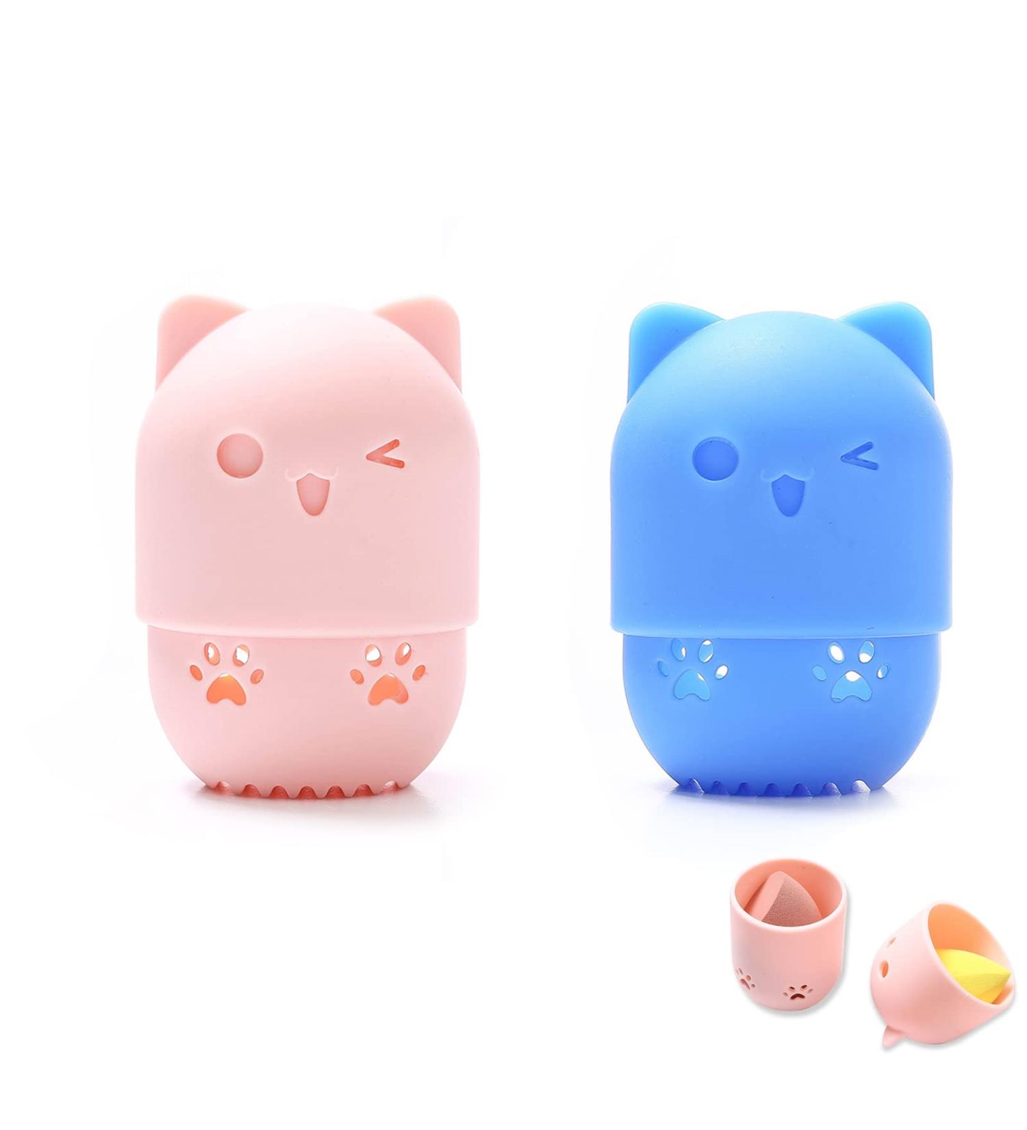 Buy Awyy 2-Piece Sponge Beauty Holder & Makeup Blender Bracket - Ideal Makeup Sponge Storage for Travel (Pink & Blue) - Buy Online on GoSupps.com