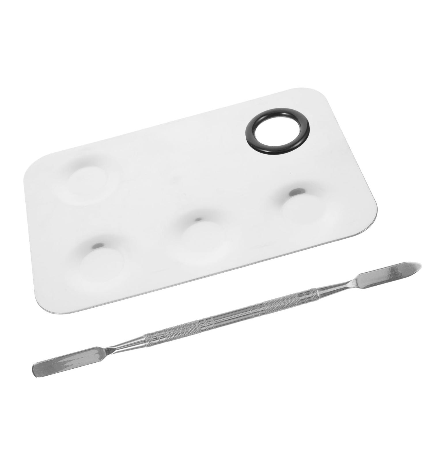Ciieeo Plateau de M lange Maquillage en Acier Inoxydable 2 Pcs Grand Format 5 Compartiments avec Spatule M tal Outil de M lange de Pigments pour Fond de Teint Nail Art et Gloss  - Buy Online on GoSupps.com