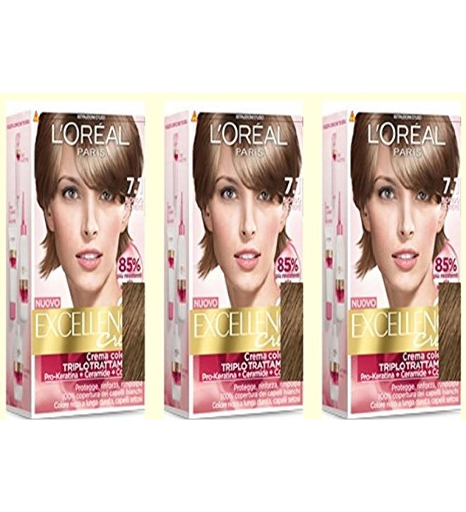L'OR AL L'Oreal Excellence Cr me 7.1 Ash Blonde Hair Dye Coloring 3 Pack