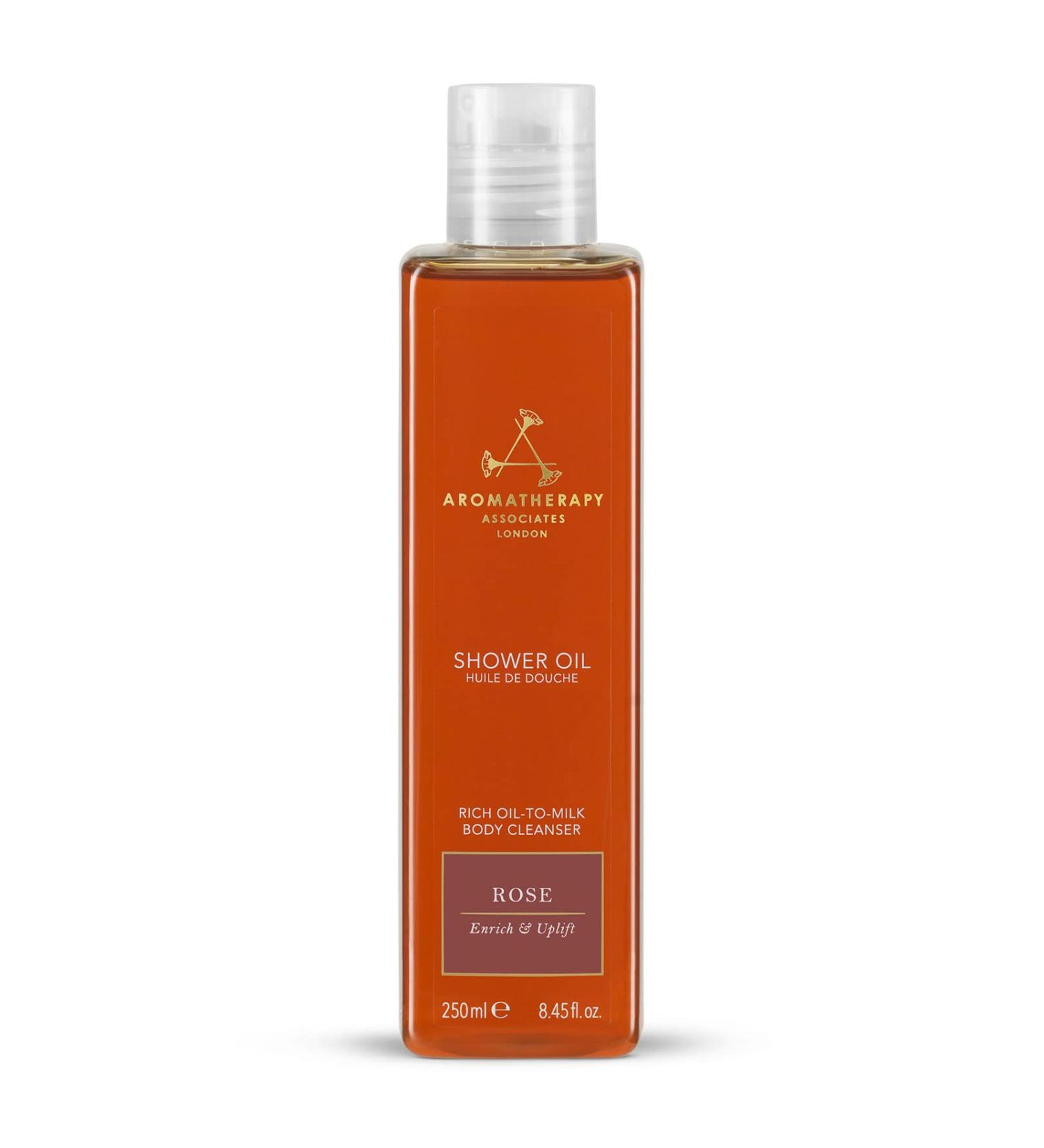 Aromatherapy Associates Rose Shower Oil 250ml - Rejuvenating Therapeutic Rose & Geranium Palmarosa | Luxurious Oil-to-Milk Formula | Enrich & Uplift Skin Senses (Pack of 1) - Buy Online on GoSupps.com