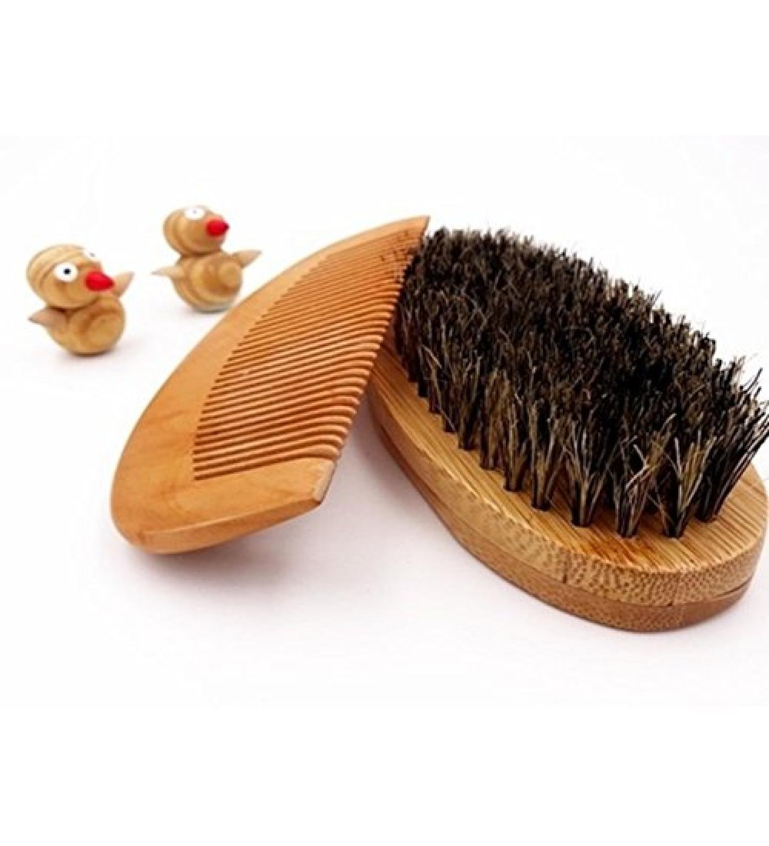 Men's Beard Care Set | Comb & Brush for Long & Full Beard | Bamboo Grooming Kit - Buy Online on GoSupps.com